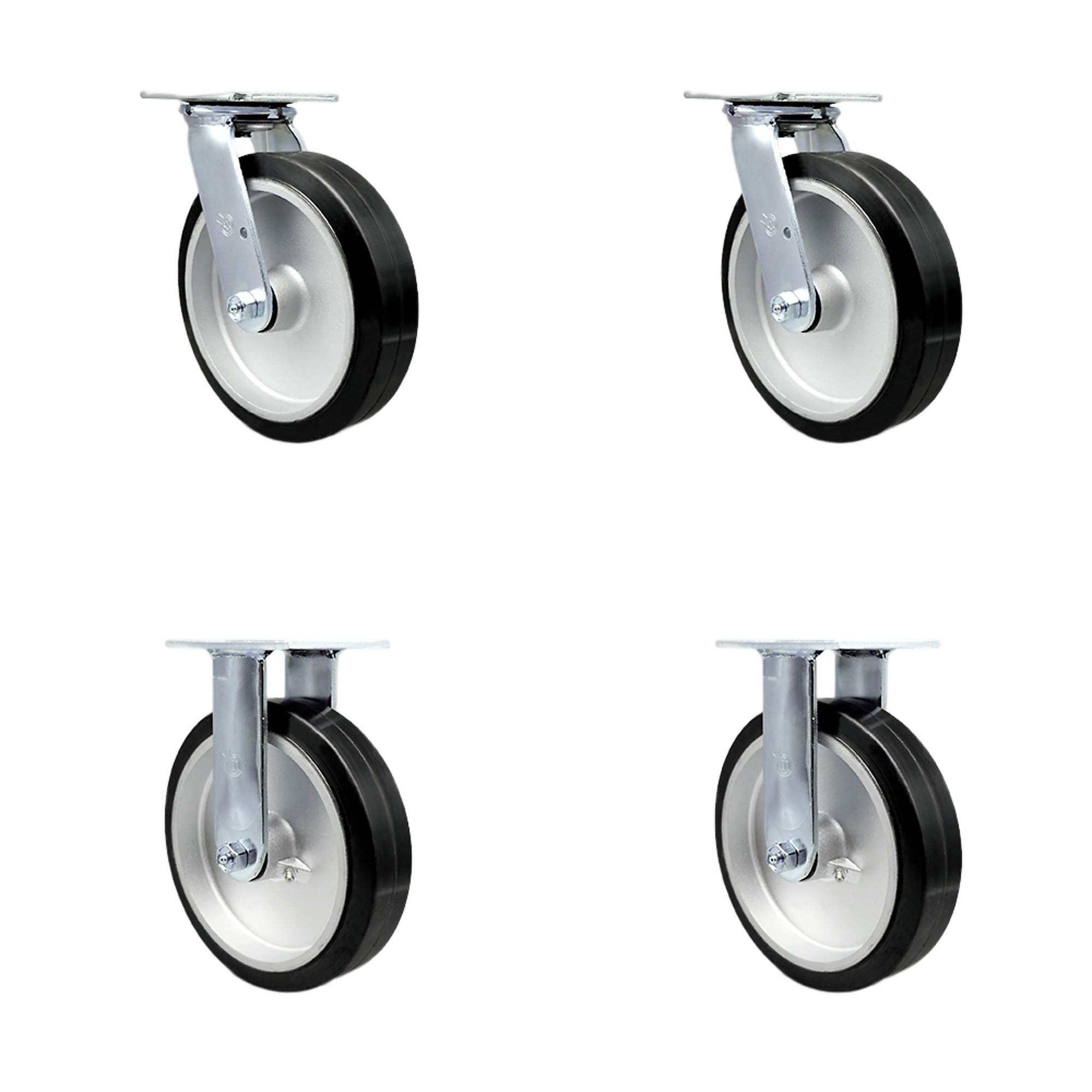 Service Caster, 8Inch x 2Inch Plate Casters, Wheel Diameter 8 in, Caster Type Swivel, Package (qty.) 4, Model SCC-30CS820-RAB-BSL-2-R-2