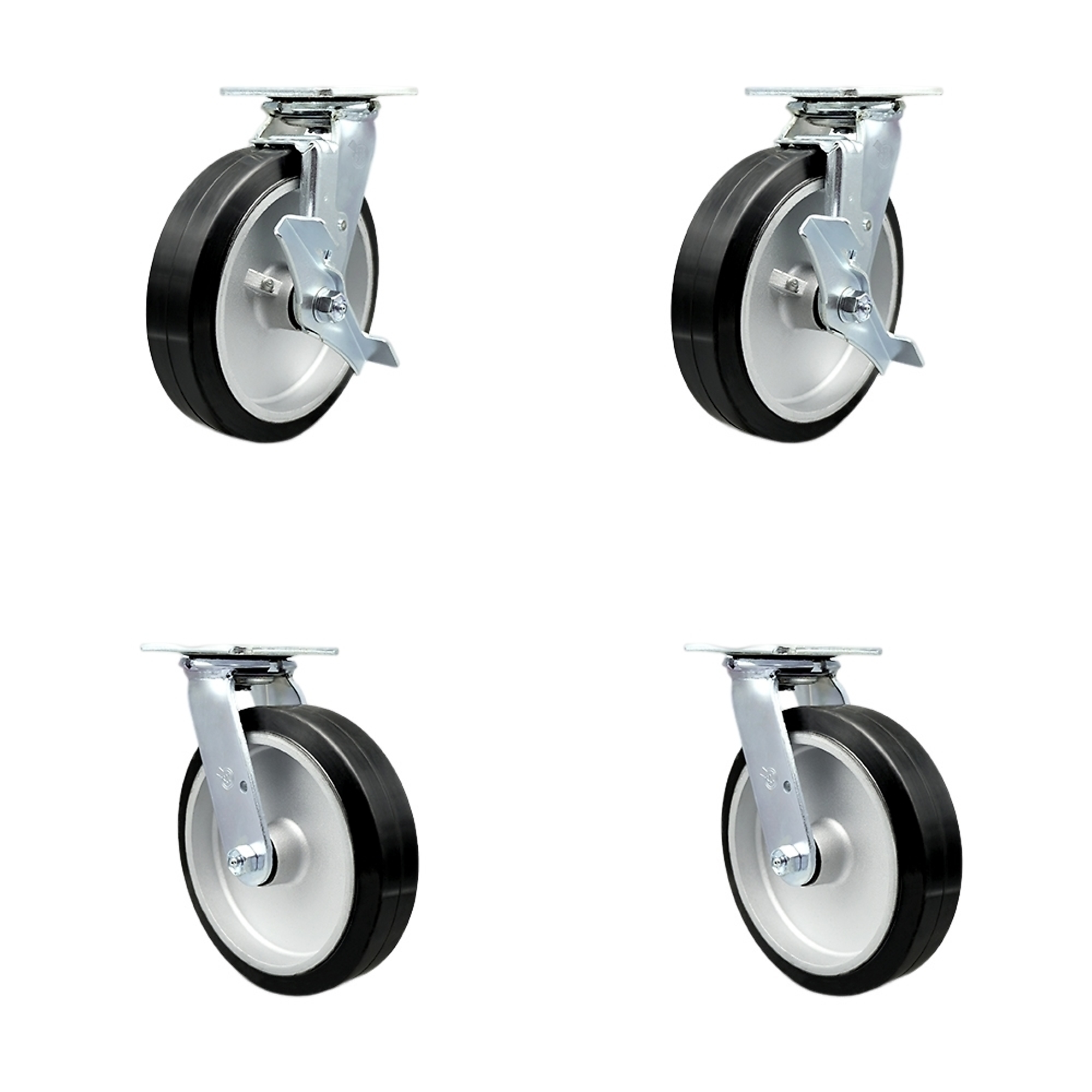 Service Caster, 8Inch x 2Inch Plate Casters, Wheel Diameter 8 in, Caster Type Swivel, Package (qty.) 4, Model SCC-30CS820-RAB-TLB-BSL-2-BSL-2