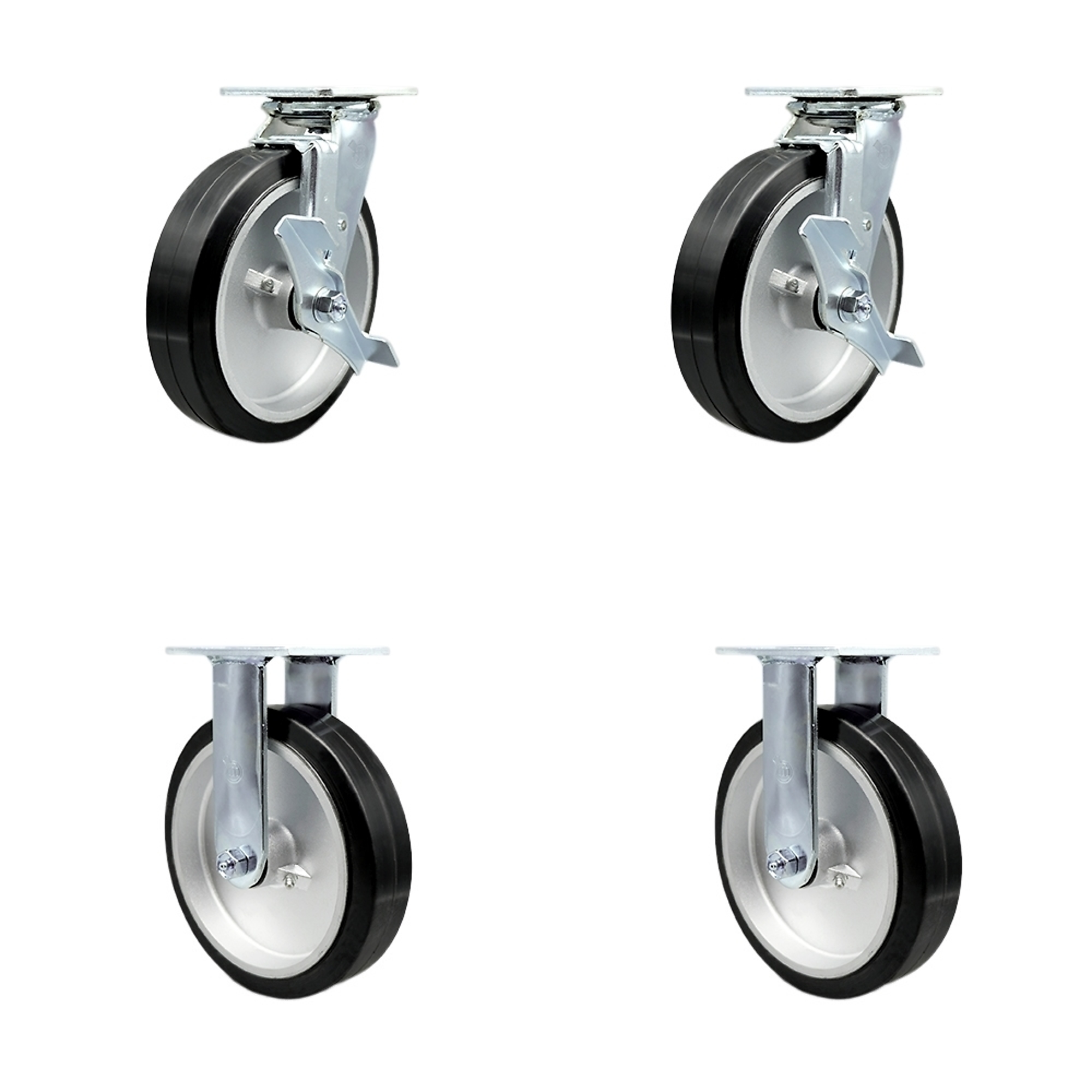 Service Caster, 8Inch x 2Inch Plate Casters, Wheel Diameter 8 in, Caster Type Swivel, Package (qty.) 4, Model SCC-30CS820-RAB-TLB-BSL-2-R-2