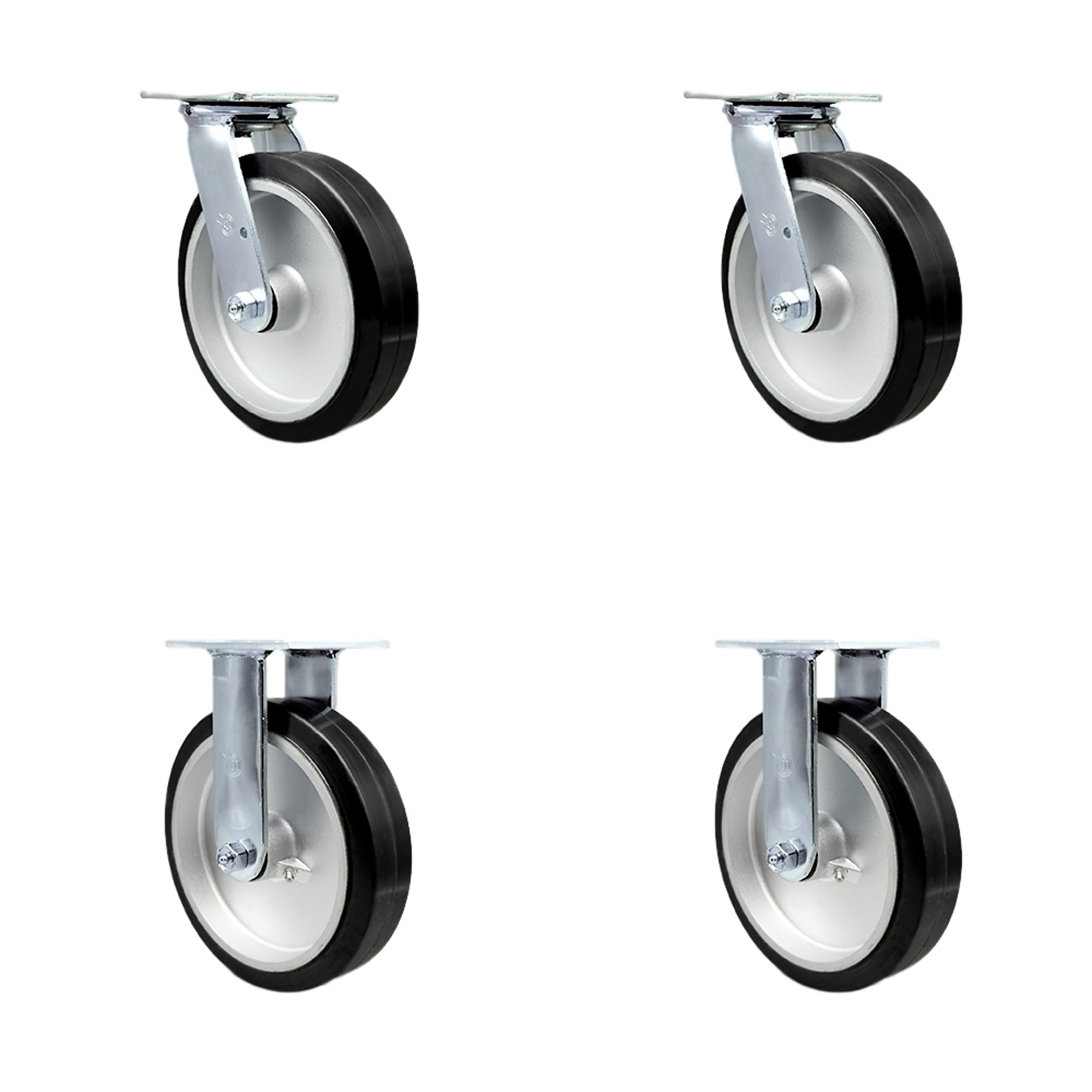 Service Caster, 8Inch x 2Inch Plate Casters, Wheel Diameter 8 in, Caster Type Swivel, Package (qty.) 4, Model SCC-30CS820-RAB-2-R820-2