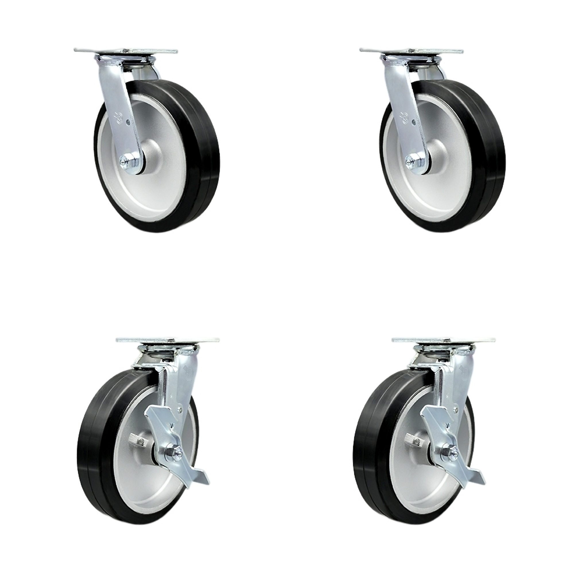 Service Caster, 8Inch x 2Inch Plate Casters, Wheel Diameter 8 in, Caster Type Swivel, Package (qty.) 4, Model SCC-30CS820-RAB-2-TLB-2