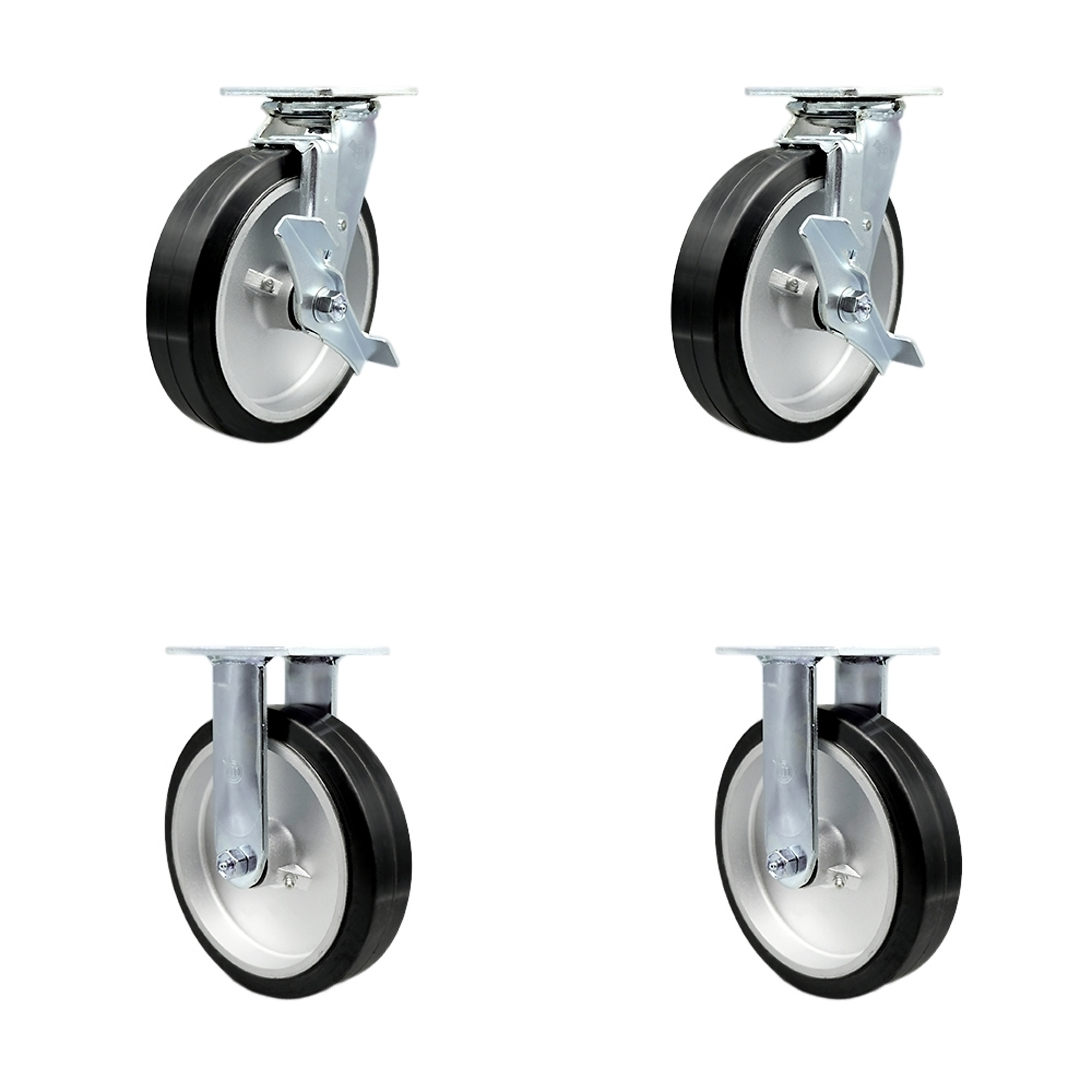 Service Caster, 8Inch x 2Inch Plate Casters, Wheel Diameter 8 in, Caster Type Swivel, Package (qty.) 4, Model SCC-30CS820-RAB-TLB-2-R820-2