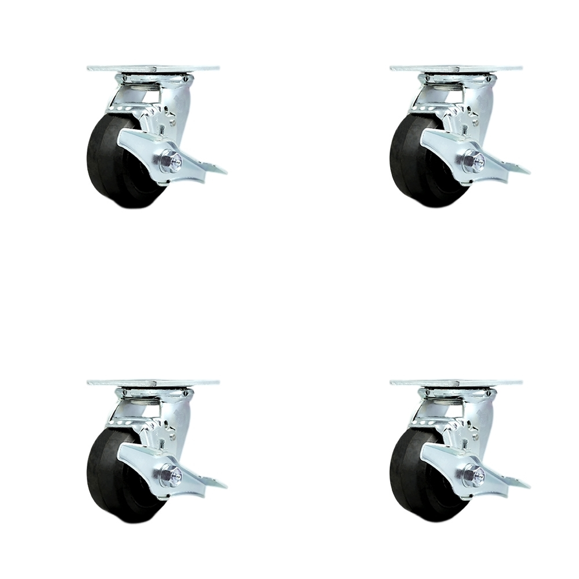 Service Caster, 4Inch x 2Inch Plate Casters, Wheel Diameter 4 in, Caster Type Swivel, Package (qty.) 4, Model SCC-30CS420-RSB-TLB-4