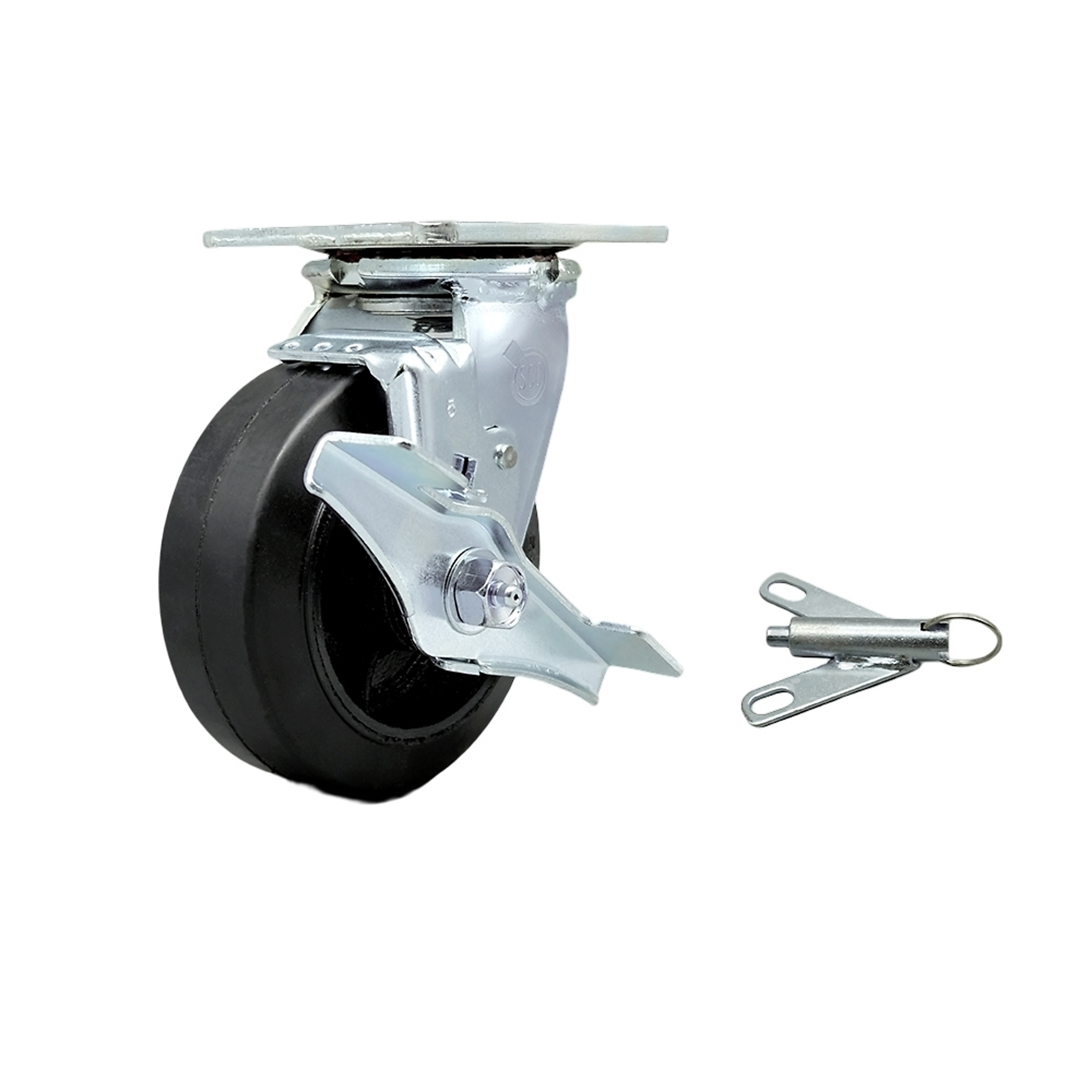 Service Caster, 5Inch x 2Inch Plate Caster, Wheel Diameter 5 in, Caster Type Swivel, Package (qty.) 1, Model SCC-30CS520-RSB-TLB-BSL