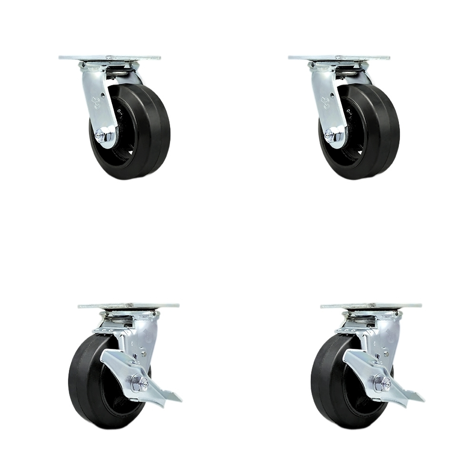 Service Caster, 5Inch x 2Inch Plate Casters, Wheel Diameter 5 in, Caster Type Swivel, Package (qty.) 4, Model SCC-30CS520-RSB-2-TLB-2