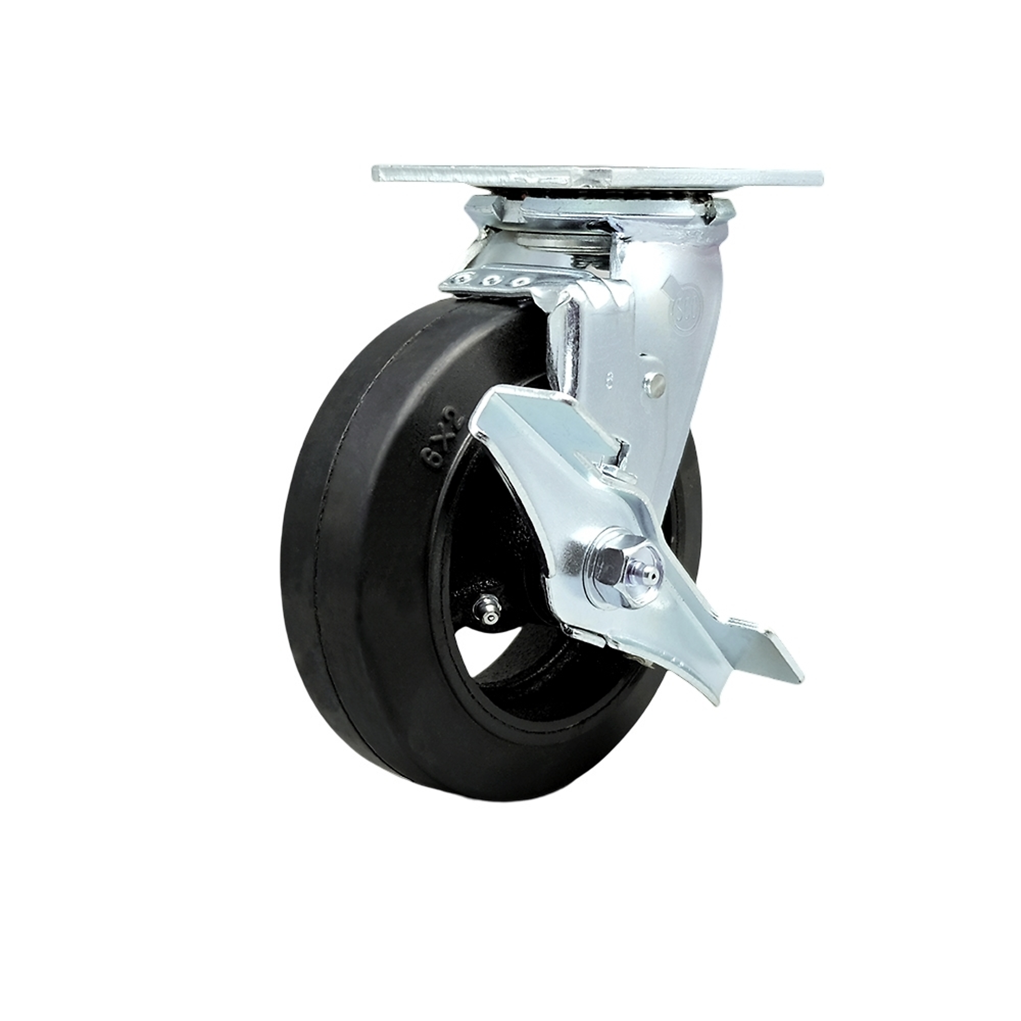 Service Caster, 6Inch x 2Inch Plate Caster, Wheel Diameter 6 in, Caster Type Swivel, Package (qty.) 1, Model SCC-30CS620-RSB-TLB