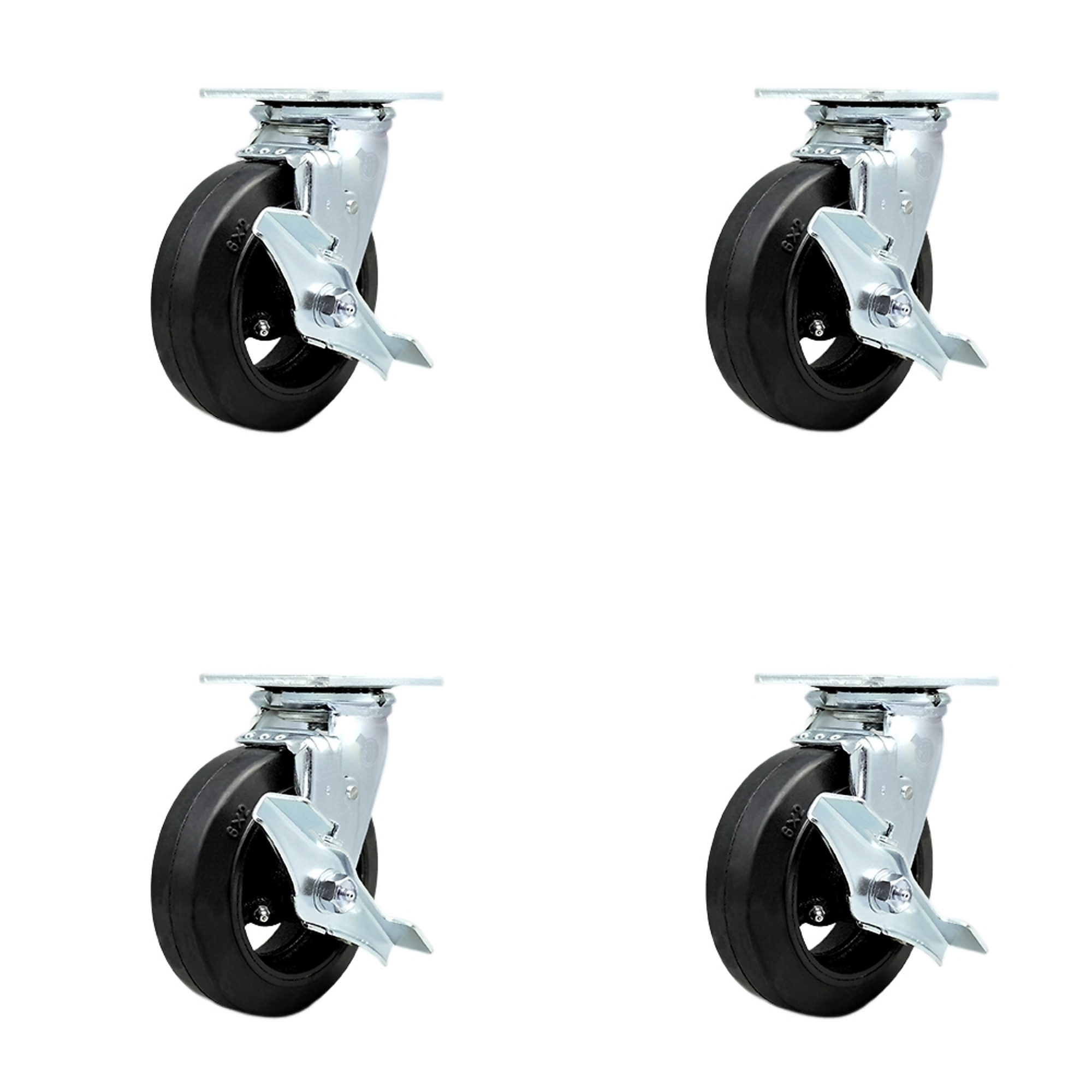 Service Caster, 6Inch x 2Inch Plate Casters, Wheel Diameter 6 in, Caster Type Swivel, Package (qty.) 4, Model SCC-30CS620-RSB-TLB-4