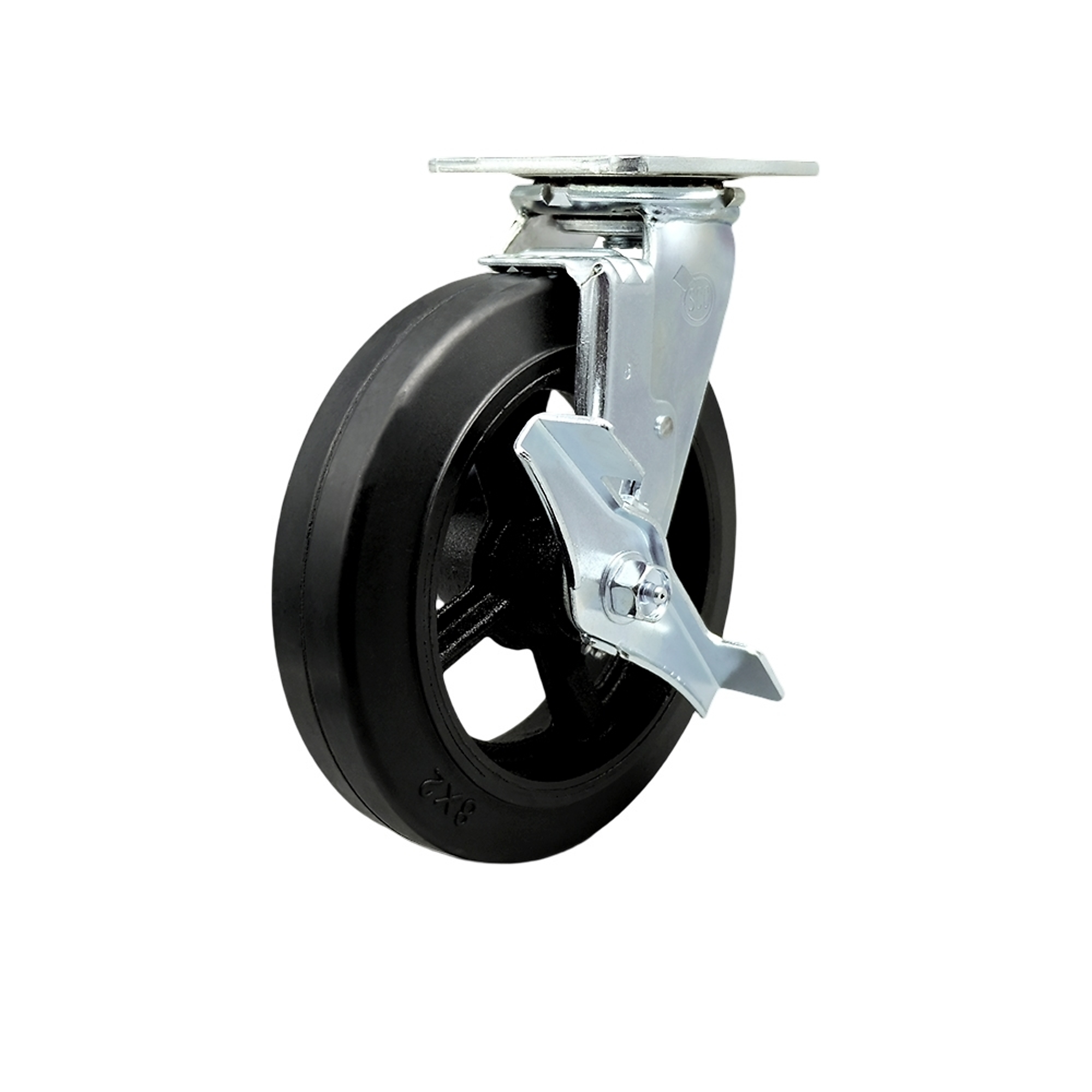 Service Caster, 8Inch x 2Inch Plate Caster, Wheel Diameter 8 in, Caster Type Swivel, Package (qty.) 1, Model SCC-30CS820-RSB-TLB