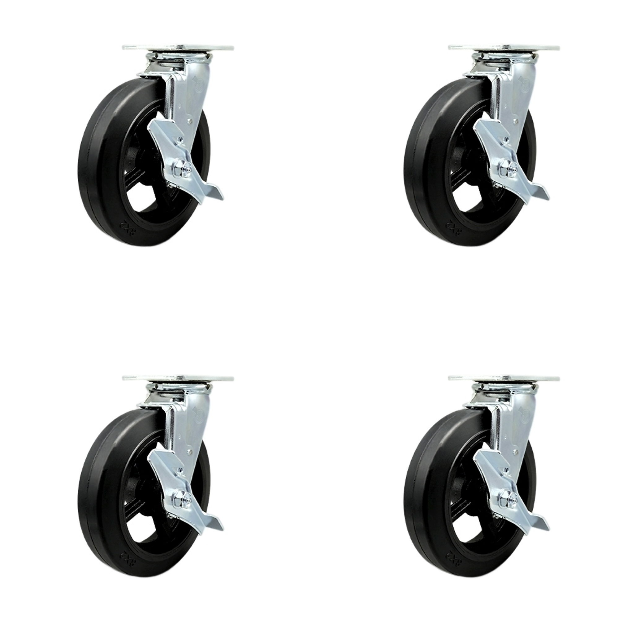 Service Caster, 8Inch x 2Inch Plate Casters, Wheel Diameter 8 in, Caster Type Swivel, Package (qty.) 4, Model SCC-30CS820-RSB-TLB-4