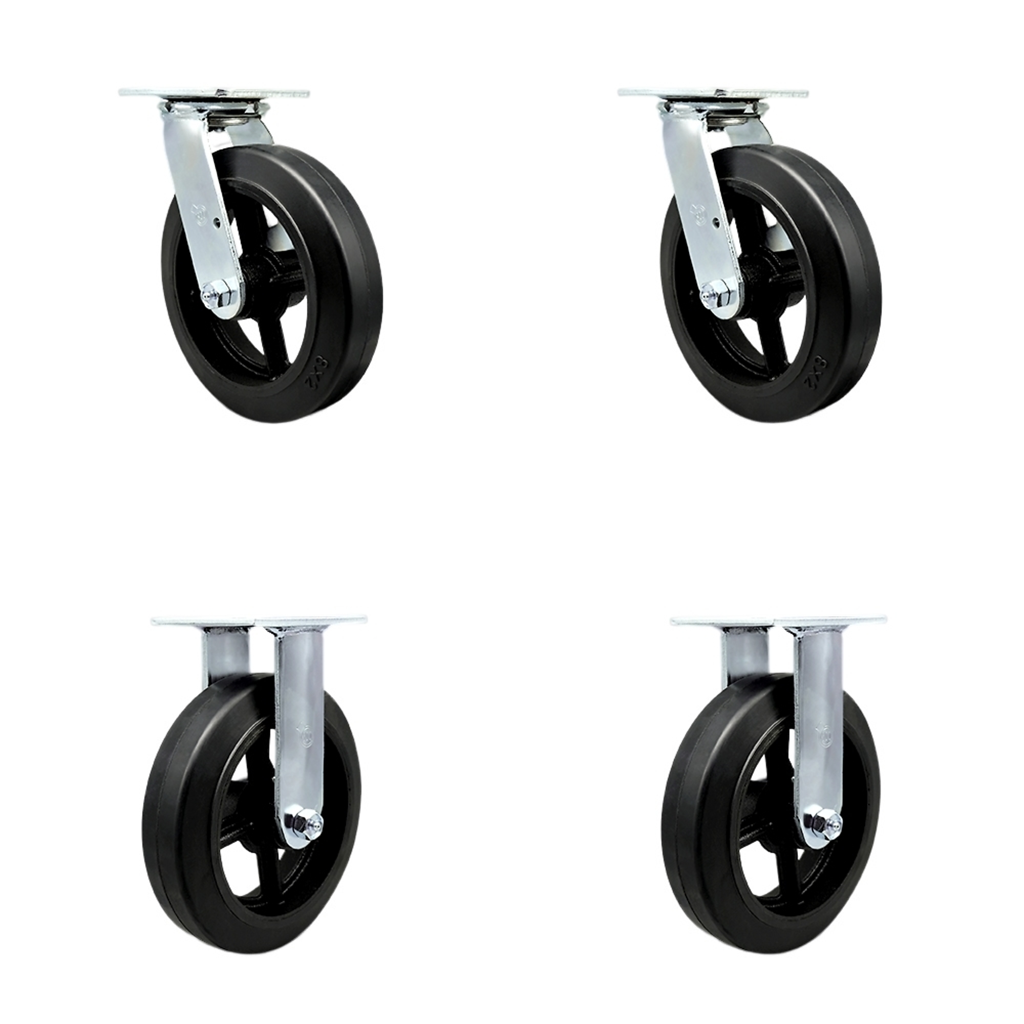 Service Caster, 8Inch x 2Inch Plate Casters, Wheel Diameter 8 in, Caster Type Swivel, Package (qty.) 4, Model SCC-30CS820-RSB-2-R820-2