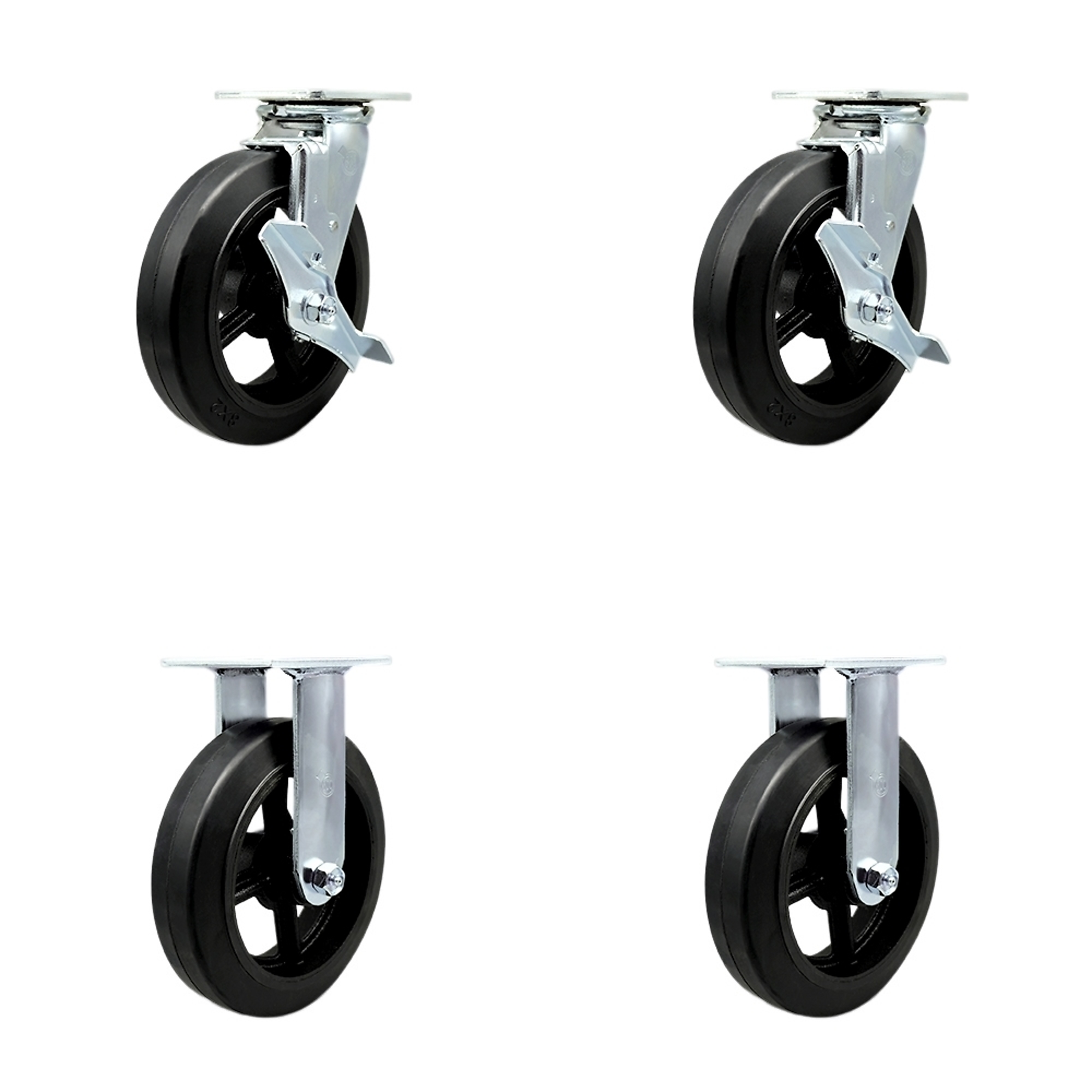 Service Caster, 8Inch x 2Inch Plate Casters, Wheel Diameter 8 in, Caster Type Swivel, Package (qty.) 4, Model SCC-30CS820-RSB-TLB-2-R820-2