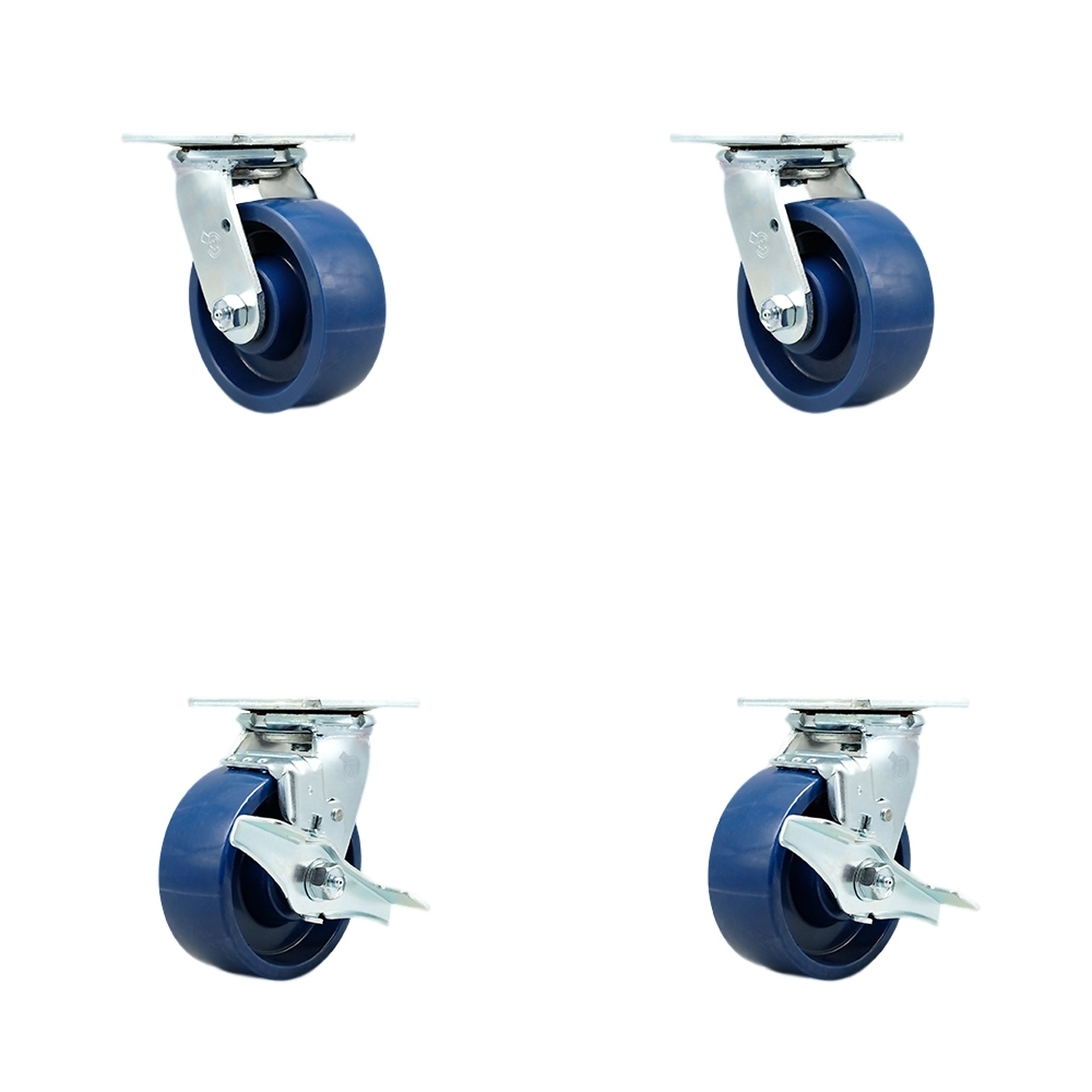 Service Caster, 5Inch x 2Inch Plate Casters, Wheel Diameter 5 in, Caster Type Swivel, Package (qty.) 4, Model SCC-30CS520-SPUB-2-TLB-2