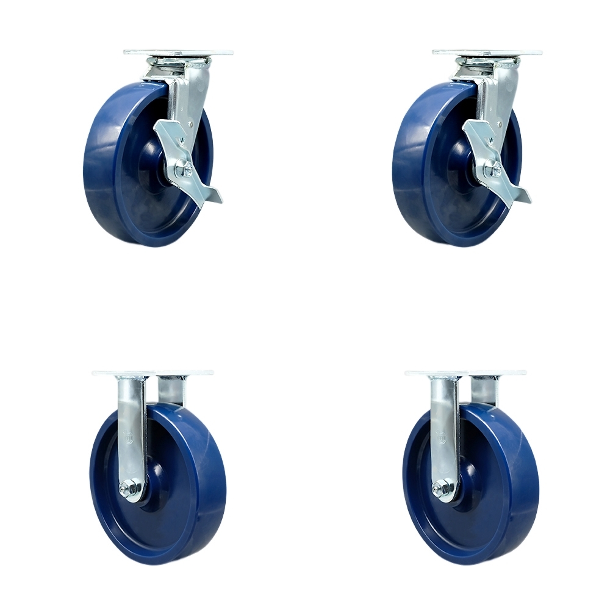 Service Caster, 8Inch x 2Inch Plate Casters, Wheel Diameter 8 in, Caster Type Swivel, Package (qty.) 4, Model SCC-30CS820-SPUB-TLB-BSL-2-R-2