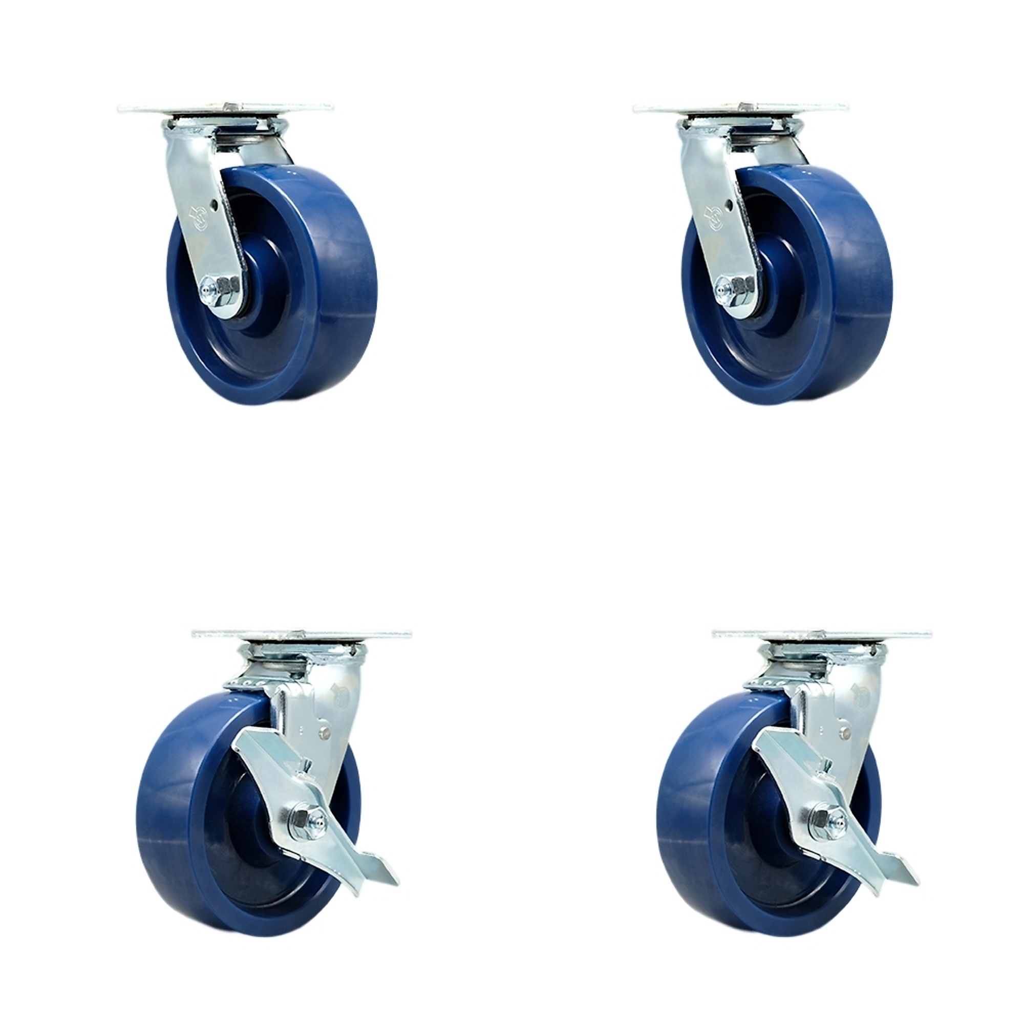 Service Caster, 6Inch x 2Inch Plate Casters, Wheel Diameter 6 in, Caster Type Swivel, Package (qty.) 4, Model SCC-30CS620-SPUB-2-TLB-2