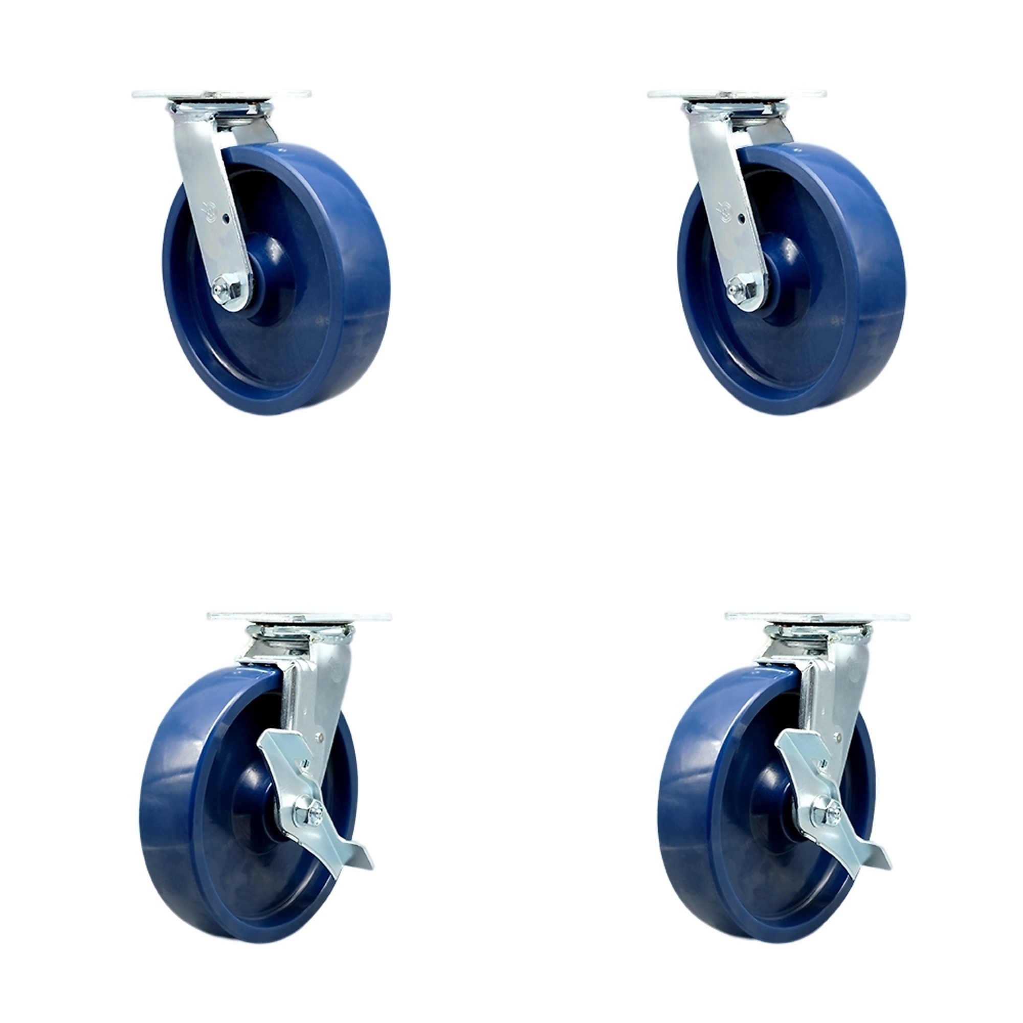 Service Caster, 8Inch x 2Inch Plate Casters, Wheel Diameter 8 in, Caster Type Swivel, Package (qty.) 4, Model SCC-30CS820-SPUB-2-TLB-2