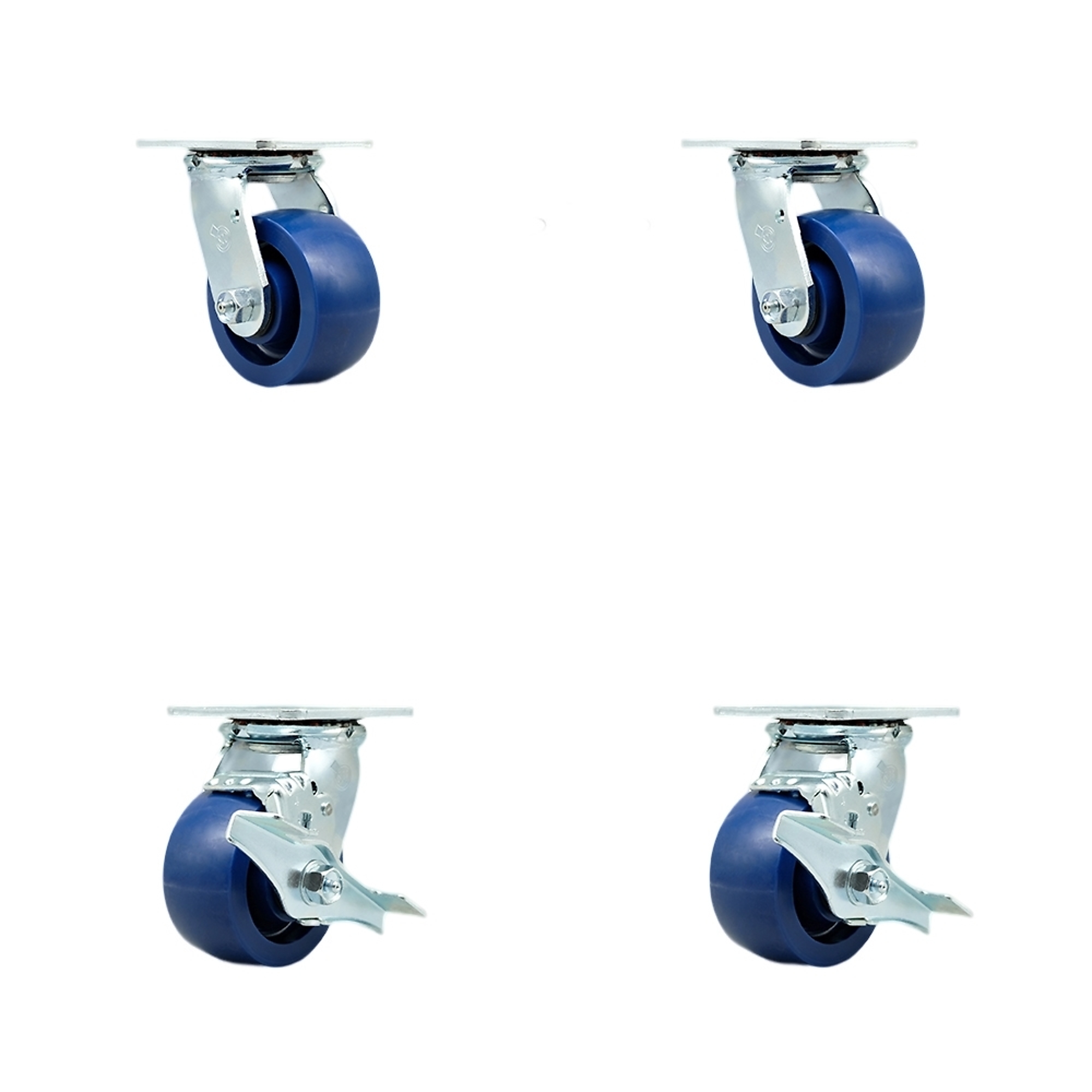 Service Caster, 4Inch x 2Inch Plate Casters, Wheel Diameter 4 in, Caster Type Swivel, Package (qty.) 4, Model SCC-SS30S420-SPUB-BSL-2-TLB-2