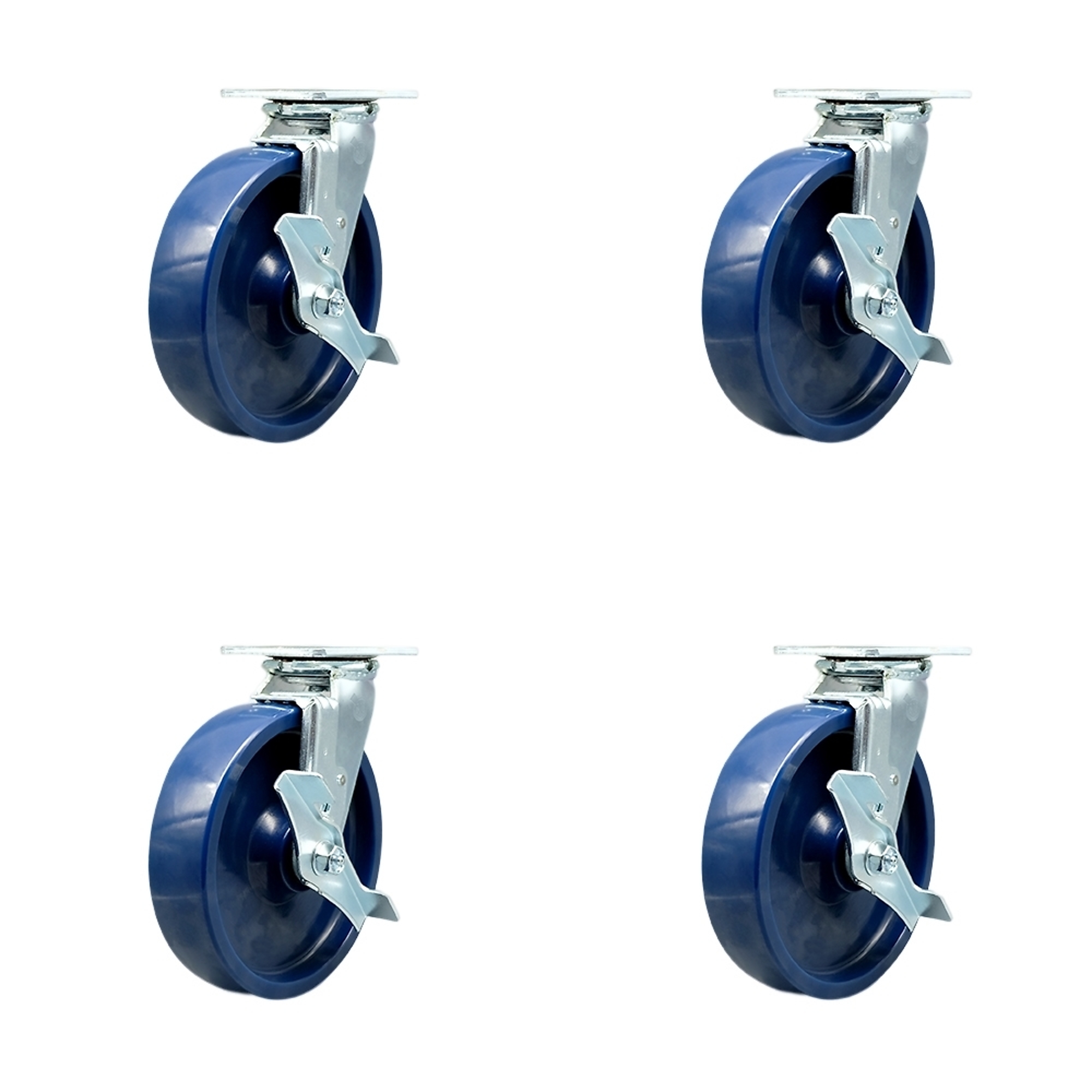 Service Caster, 8Inch x 2Inch Plate Casters, Wheel Diameter 8 in, Caster Type Swivel, Package (qty.) 4, Model SCC-30CS820-SPUB-TLB-BSL-2-TLB-2