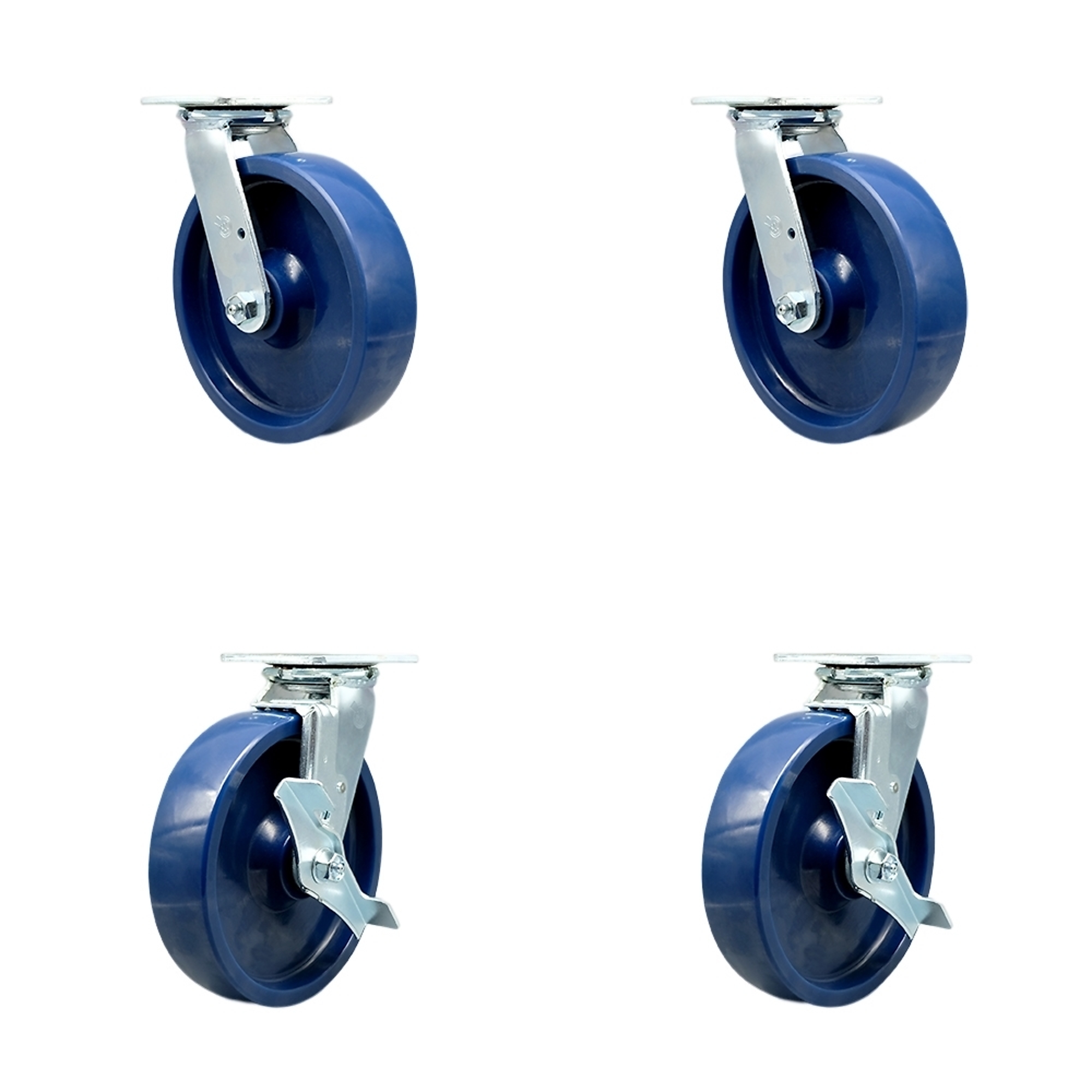 Service Caster, 8Inch x 2Inch Plate Casters, Wheel Diameter 8 in, Caster Type Swivel, Package (qty.) 4, Model SCC-30CS820-SPUB-BSL-2-TLB-2