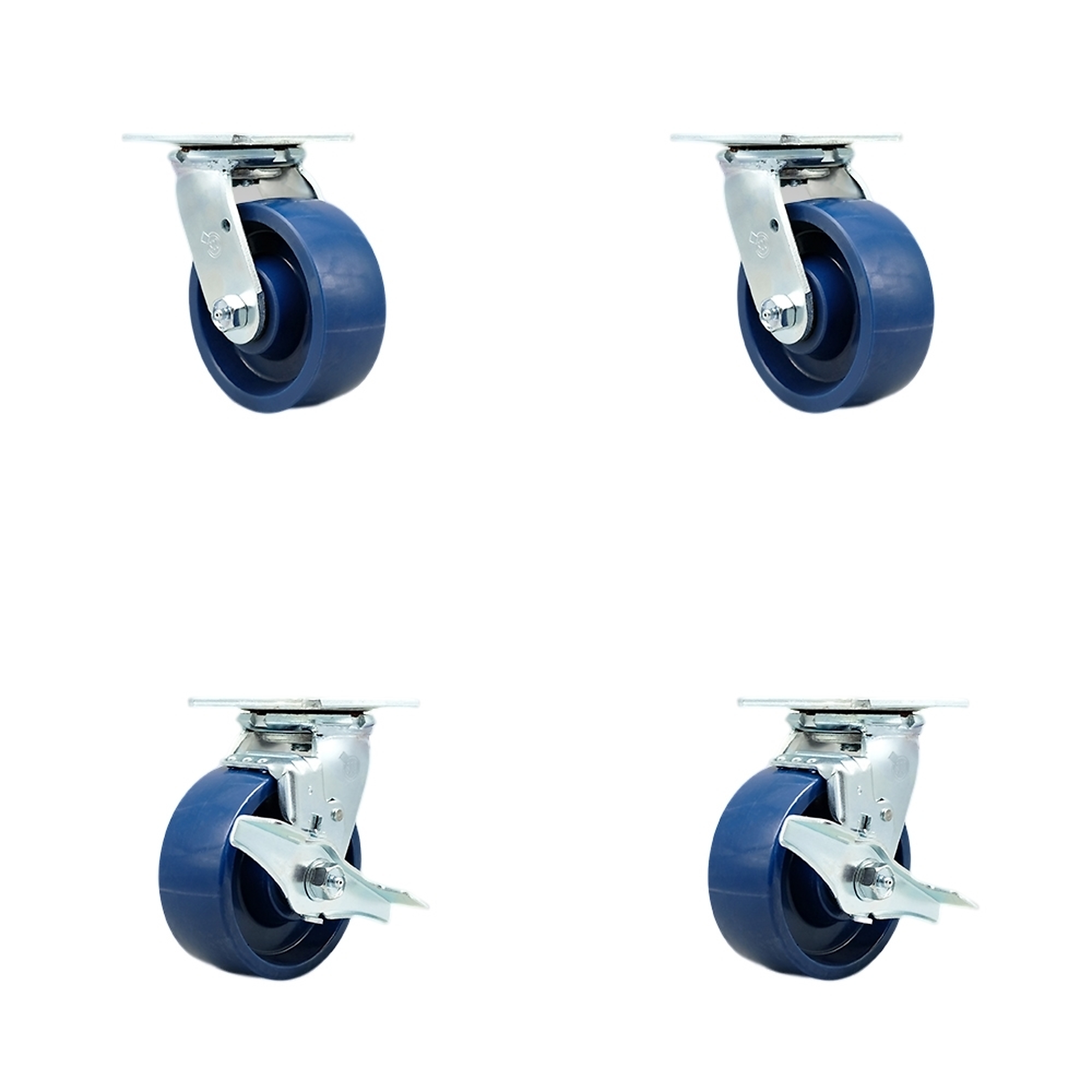 Service Caster, 5Inch x 2Inch Plate Casters, Wheel Diameter 5 in, Caster Type Swivel, Package (qty.) 4, Model SCC-SS30S520-SPUB-2-TLB-2