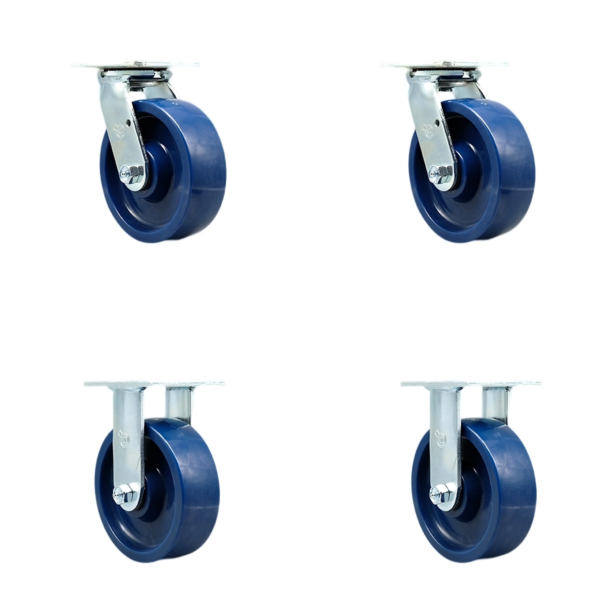 Service Caster, 6Inch x 2Inch Plate Casters, Wheel Diameter 6 in, Caster Type Swivel, Package (qty.) 4, Model SCC-SS30S620-SPUB-BSL-2-R-2