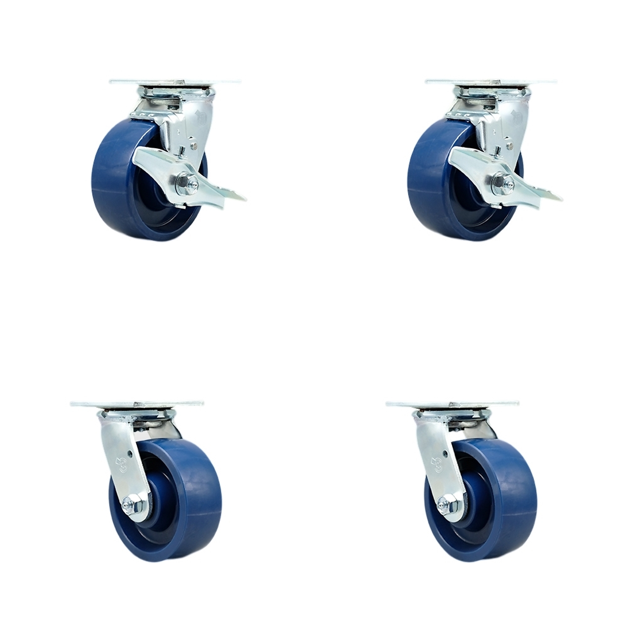 Service Caster, 5Inch x 2Inch Plate Casters, Wheel Diameter 5 in, Caster Type Swivel, Package (qty.) 4, Model SCC-SS30S520-SPUB-TLB-BSL-2-BSL-2