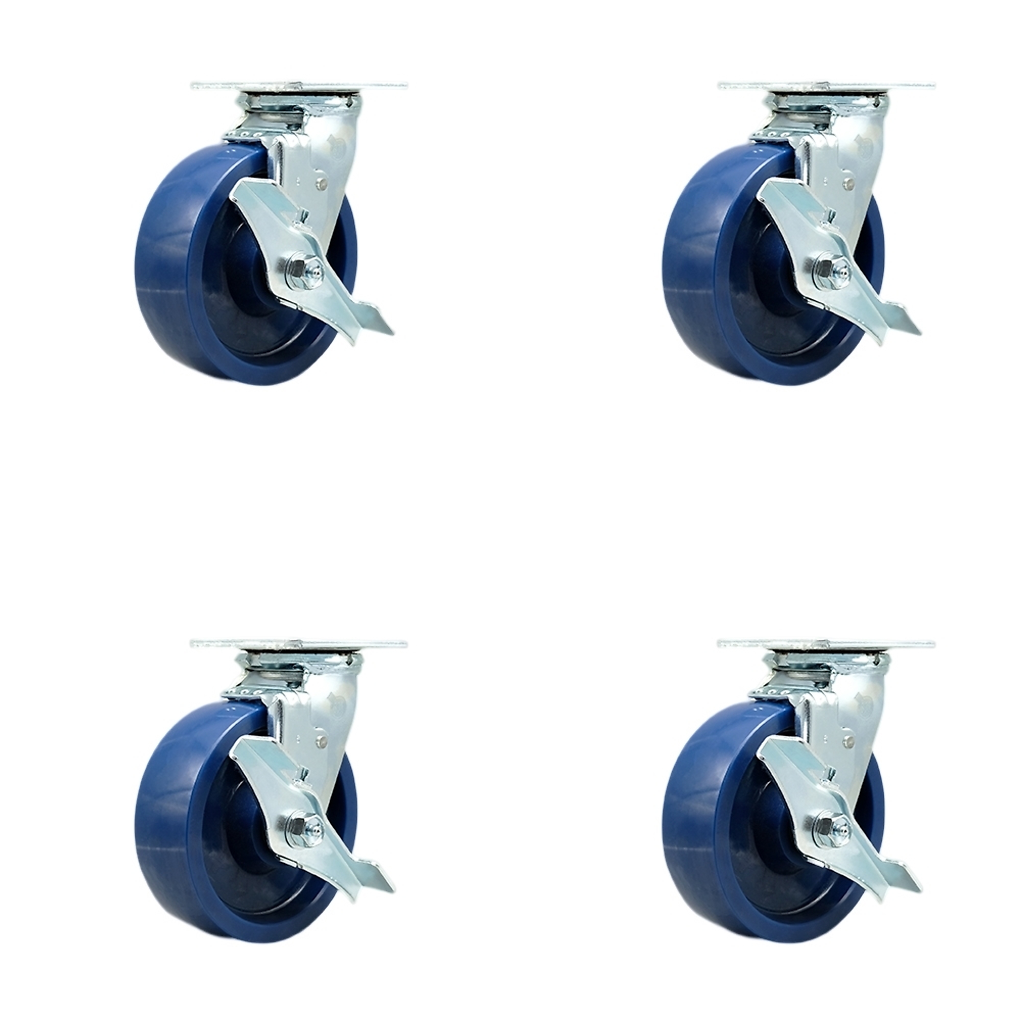 Service Caster, 6Inch x 2Inch Plate Casters, Wheel Diameter 6 in, Caster Type Swivel, Package (qty.) 4, Model SCC-SS30S620-SPUB-TLB-BSL-4