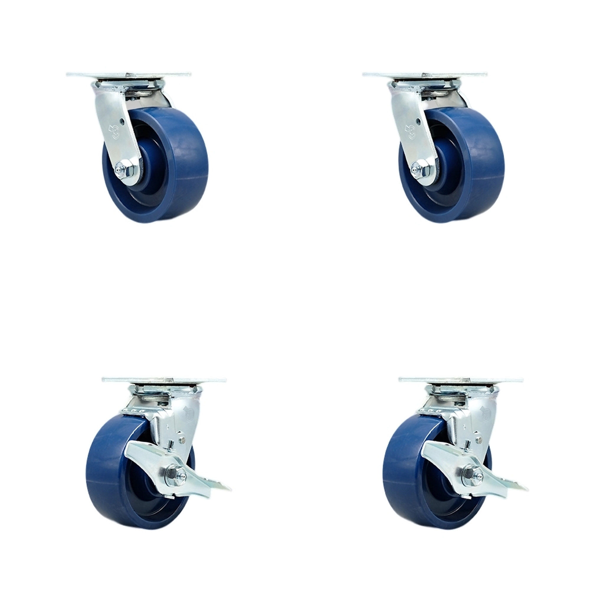 Service Caster, 5Inch x 2Inch Plate Casters, Wheel Diameter 5 in, Caster Type Swivel, Package (qty.) 4, Model SCC-SS30S520-SPUB-BSL-2-TLB-2