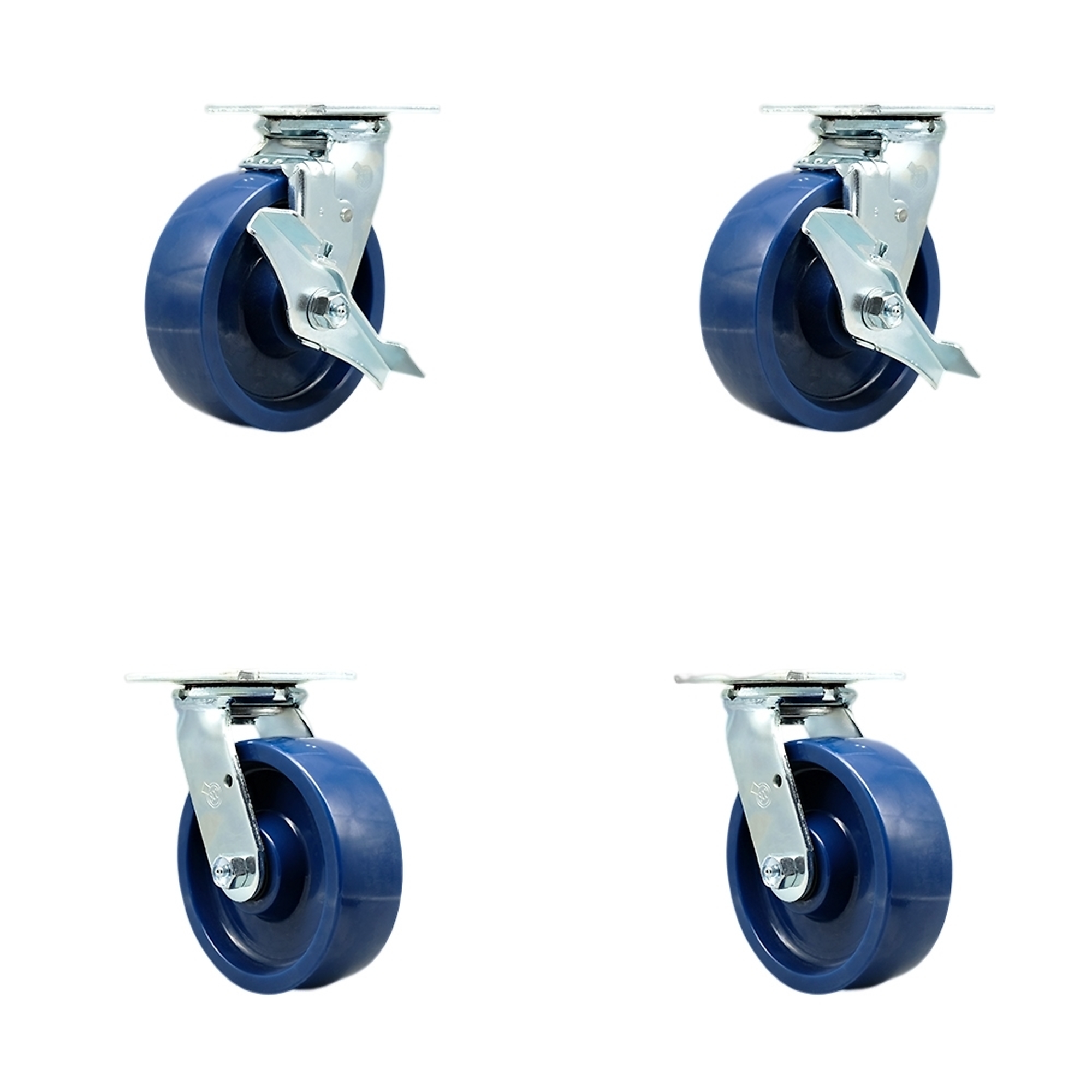 Service Caster, 6Inch x 2Inch Plate Casters, Wheel Diameter 6 in, Caster Type Swivel, Package (qty.) 4, Model SCC-SS30S620-SPUB-TLB-BSL-2-BSL-2