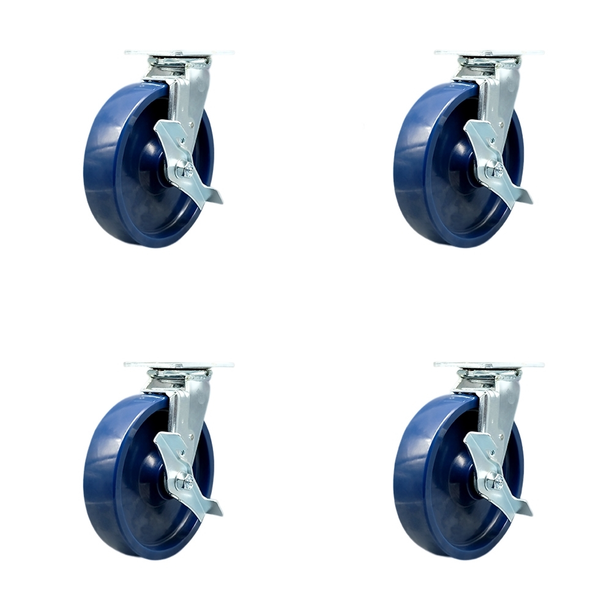 Service Caster, 8Inch x 2Inch Plate Casters, Wheel Diameter 8 in, Caster Type Swivel, Package (qty.) 4, Model SCC-SS30S820-SPUB-TLB-BSL-2-TLB-2