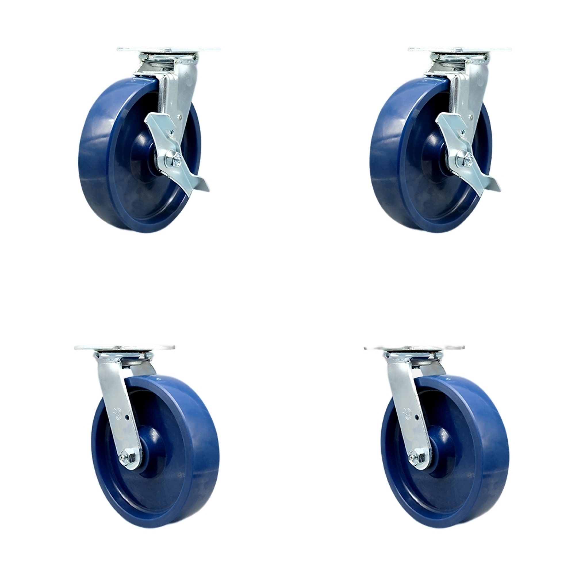 Service Caster, 8Inch x 2Inch Plate Casters, Wheel Diameter 8 in, Caster Type Swivel, Package (qty.) 4, Model SCC-SS30S820-SPUB-TLB-BSL-2-BSL-2