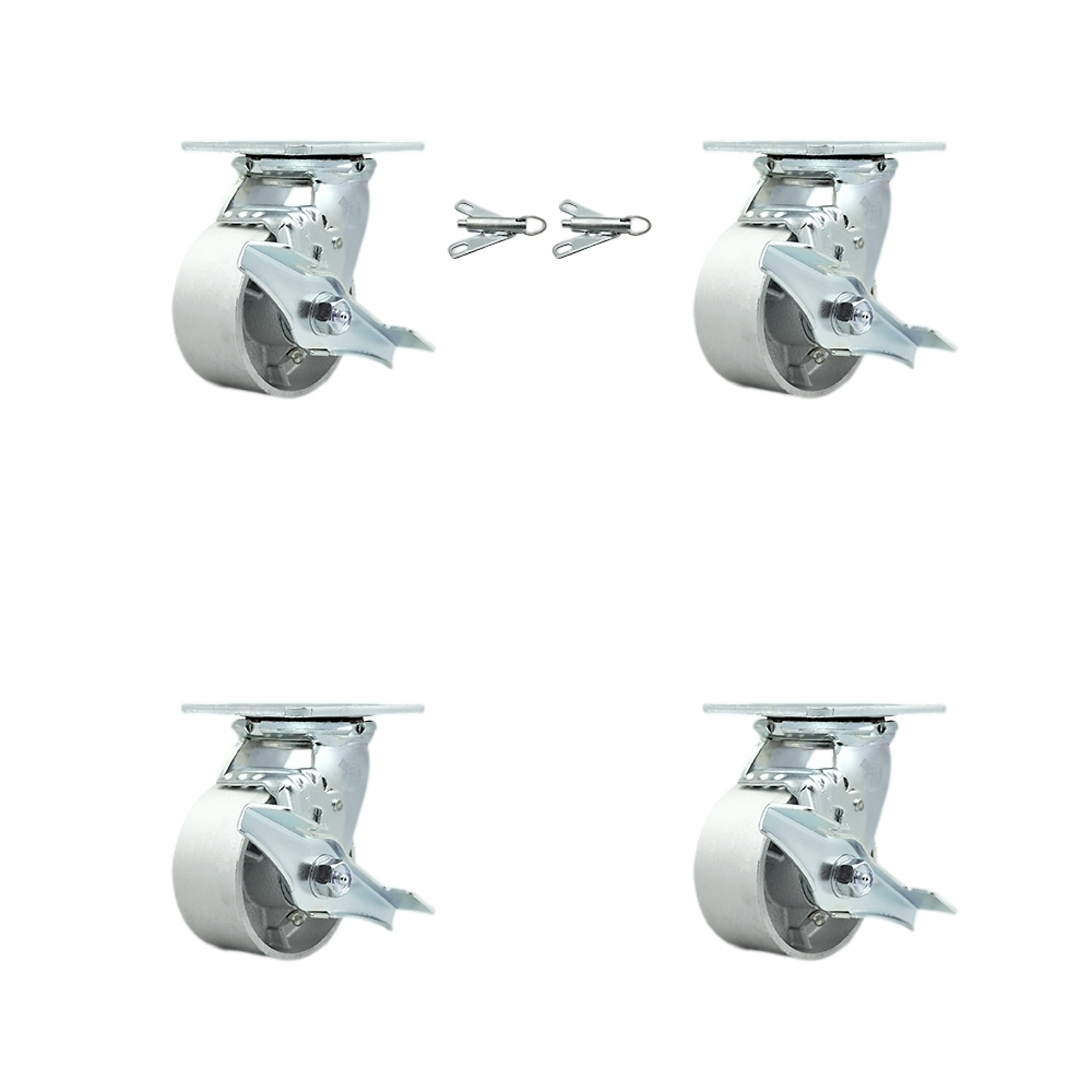 Service Caster, 4Inch x 2Inch Plate Casters, Wheel Diameter 4 in, Caster Type Swivel, Package (qty.) 4, Model SCC-30CS420-SSB-TLB-BSL-2-TLB-2