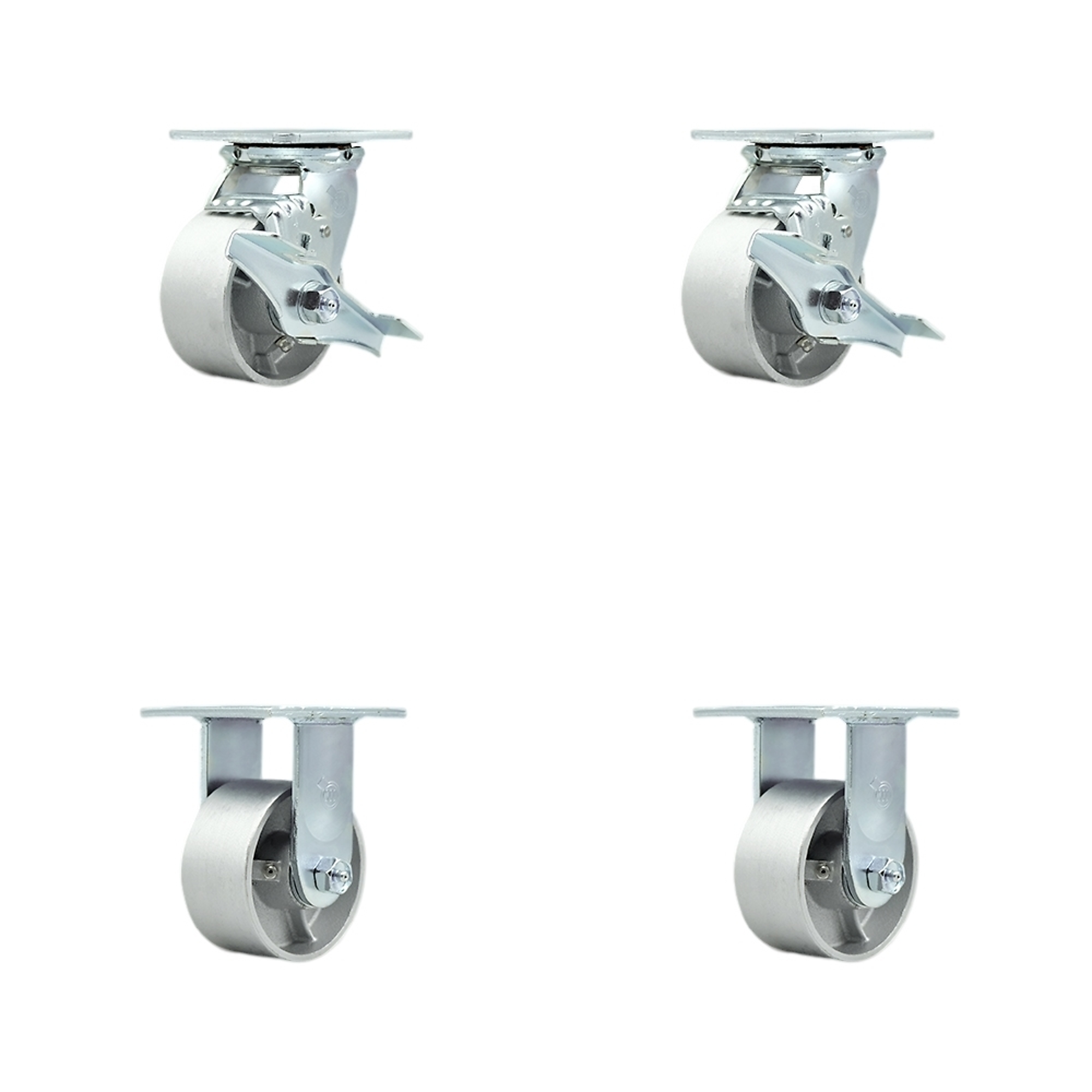 Service Caster, 4Inch x 2Inch Plate Casters, Wheel Diameter 4 in, Caster Type Swivel, Package (qty.) 4, Model SCC-30CS420-SSB-TLB-2-R420-2