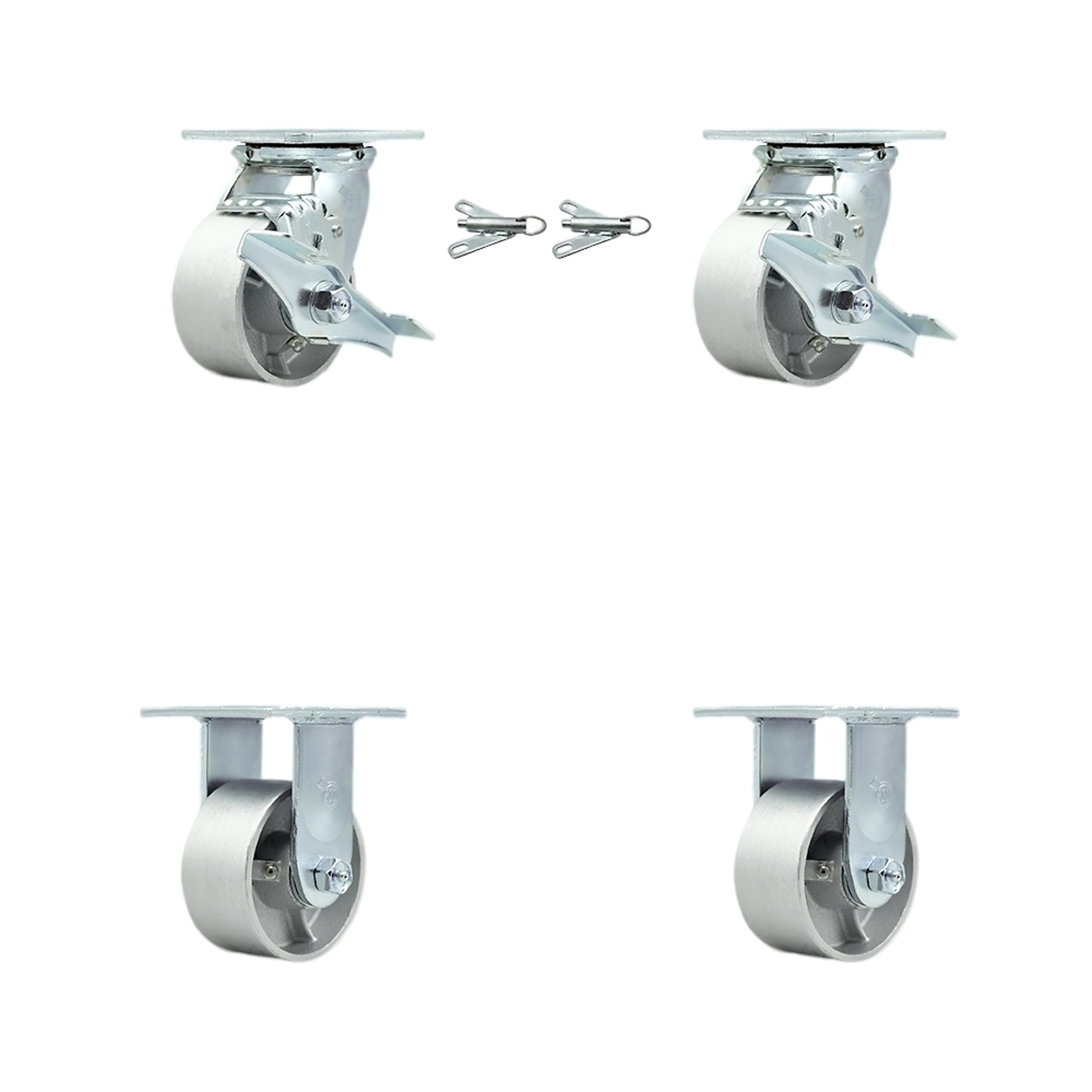 Service Caster, 4Inch x 2Inch Plate Casters, Wheel Diameter 4 in, Caster Type Swivel, Package (qty.) 4, Model SCC-30CS420-SSB-TLB-BSL-2-R-2