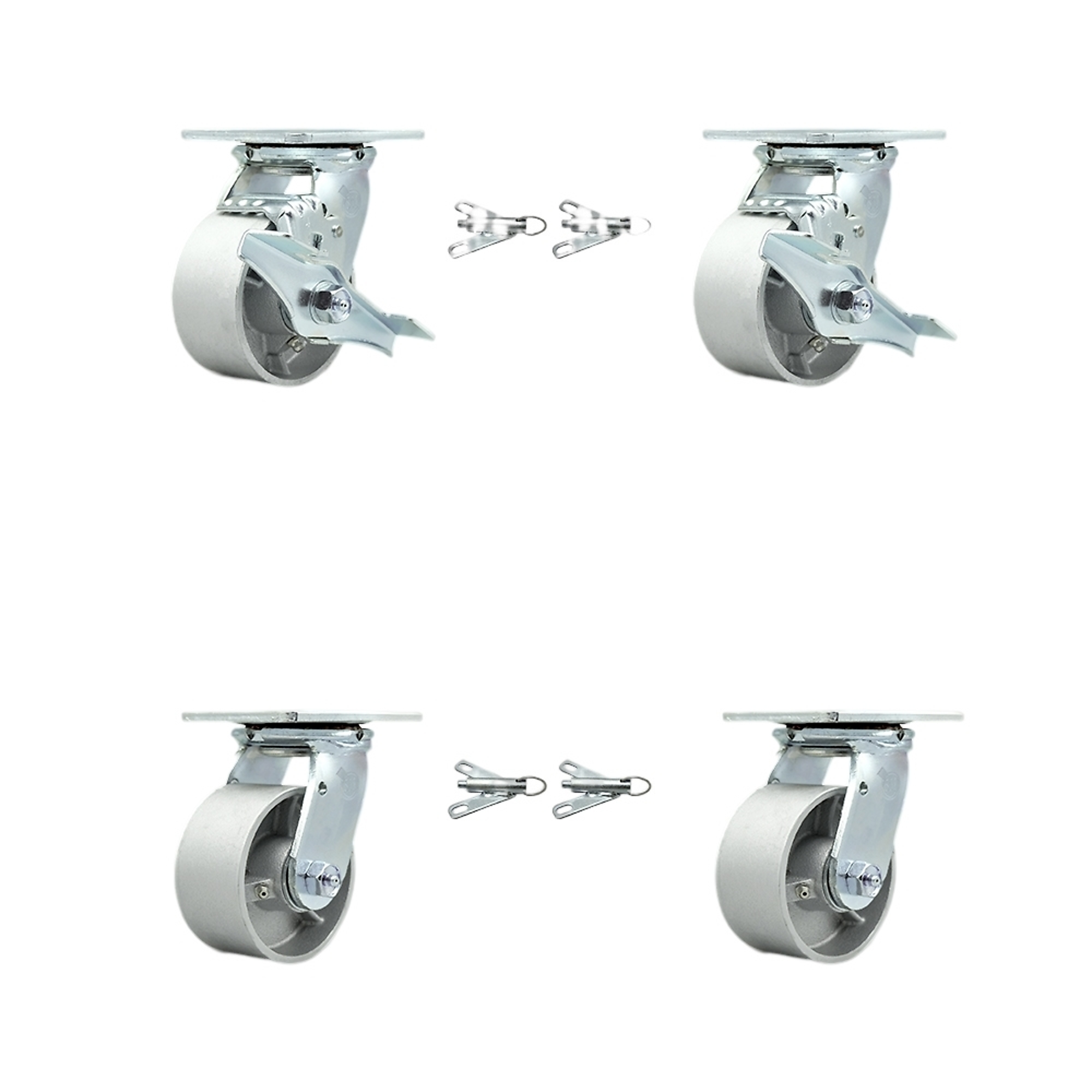 Service Caster, 4Inch x 2Inch Plate Casters, Wheel Diameter 4 in, Caster Type Swivel, Package (qty.) 4, Model SCC-30CS420-SSB-TLB-BSL-2-BSL-2