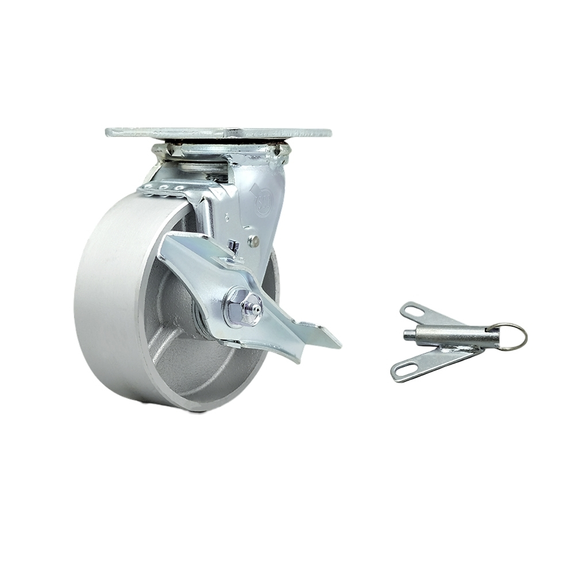 Service Caster, 5Inch x 2Inch Plate Caster, Wheel Diameter 5 in, Caster Type Swivel, Package (qty.) 1, Model SCC-30CS520-SSB-TLB-BSL