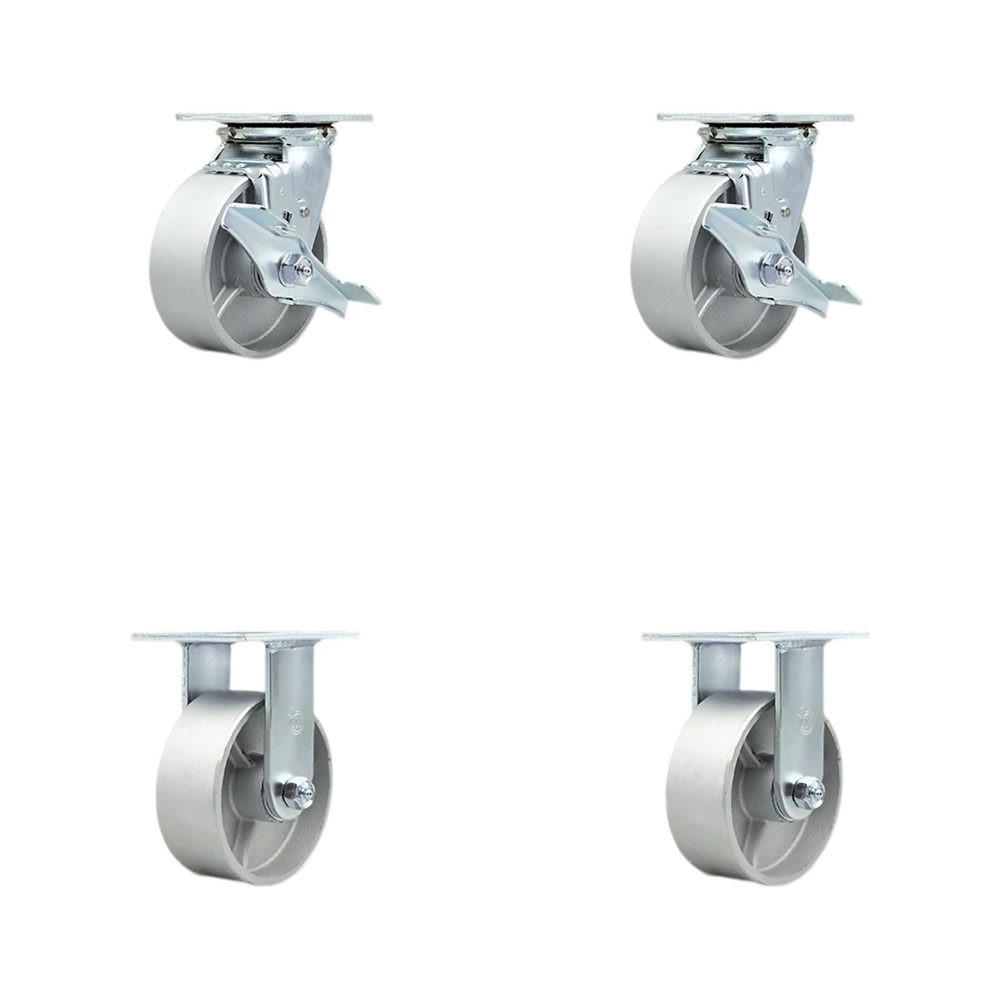 Service Caster, 5Inch x 2Inch Plate Casters, Wheel Diameter 5 in, Caster Type Swivel, Package (qty.) 4, Model SCC-30CS520-SSB-TLB-2-R520-2