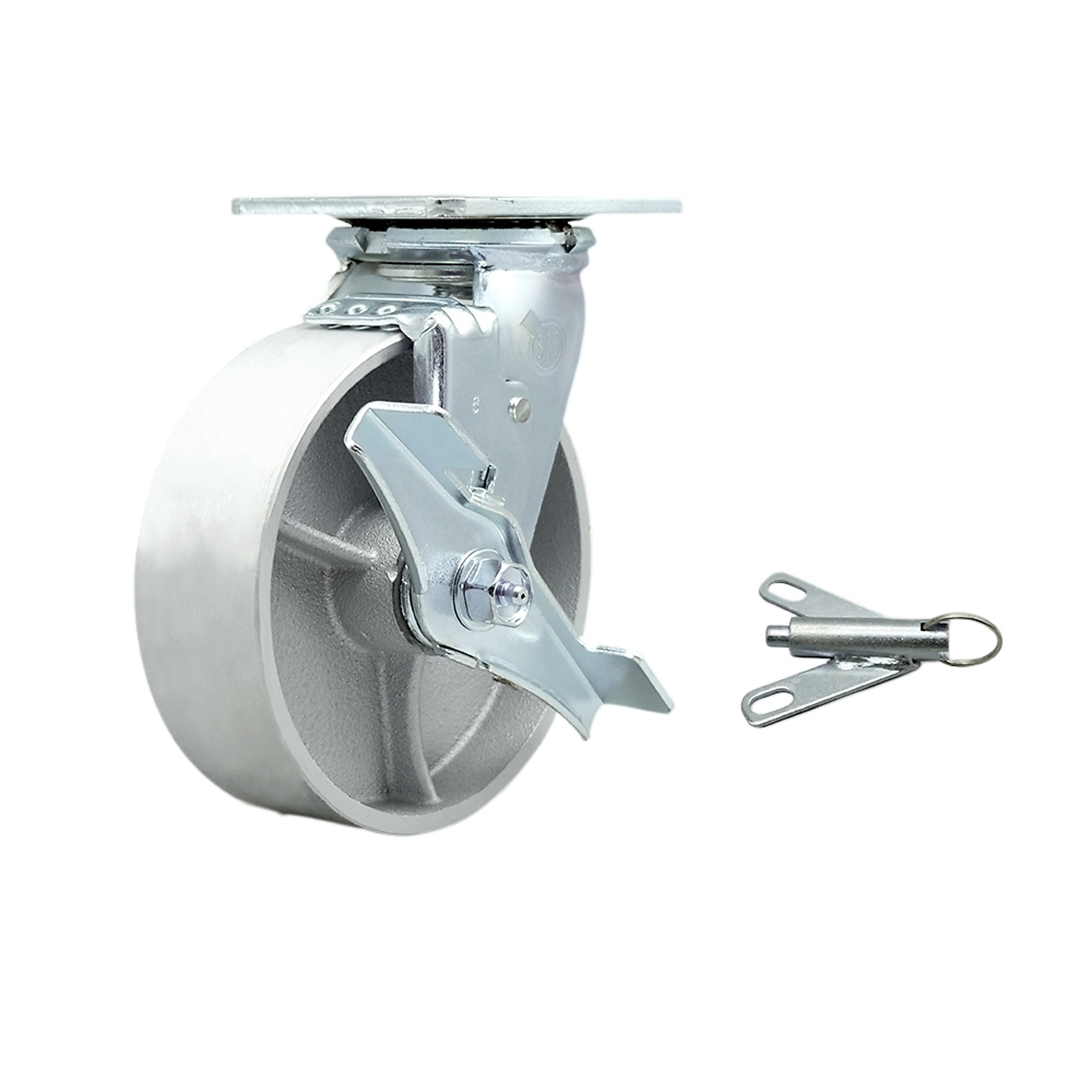 Service Caster, 6Inch x 2Inch Plate Caster, Wheel Diameter 6 in, Caster Type Swivel, Package (qty.) 1, Model SCC-30CS620-SSB-TLB-BSL