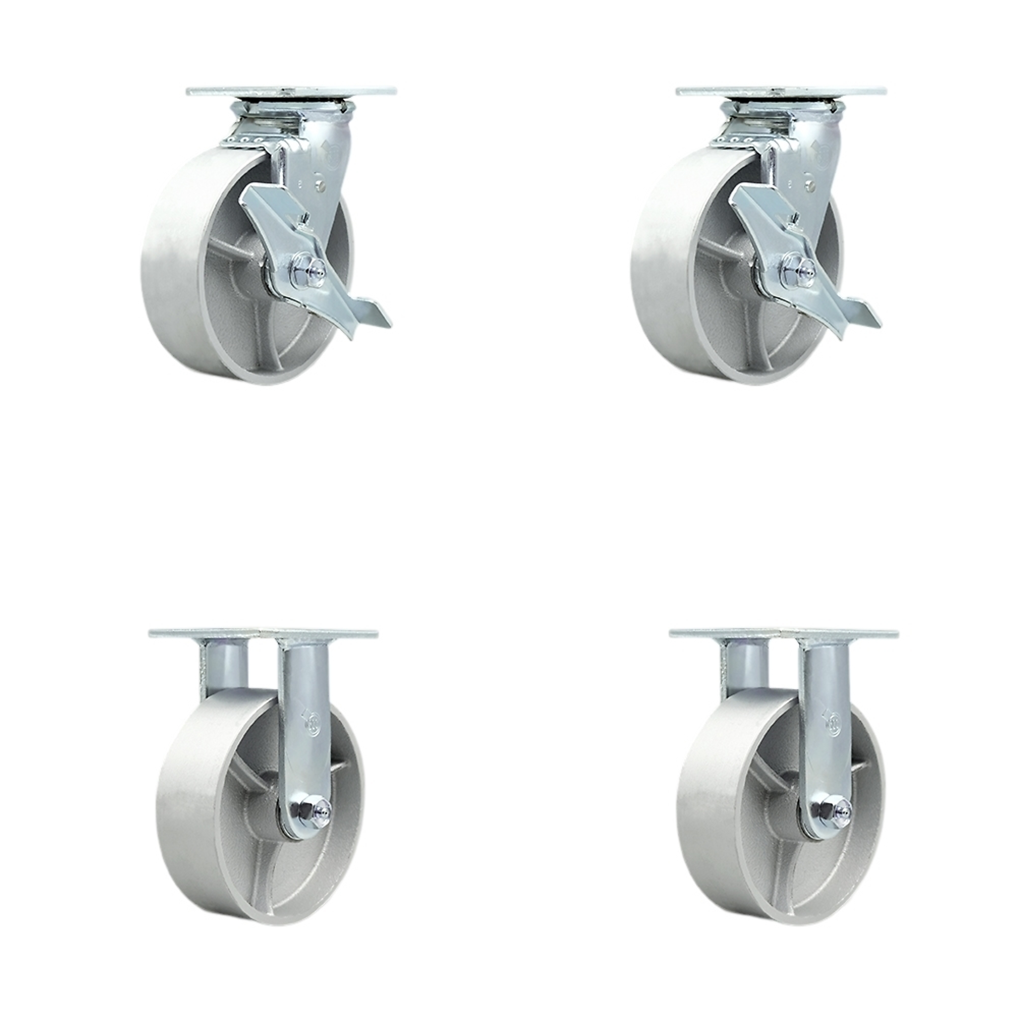 Service Caster, 6Inch x 2Inch Plate Casters, Wheel Diameter 6 in, Caster Type Swivel, Package (qty.) 4, Model SCC-30CS620-SSB-TLB-BSL-2-R-2