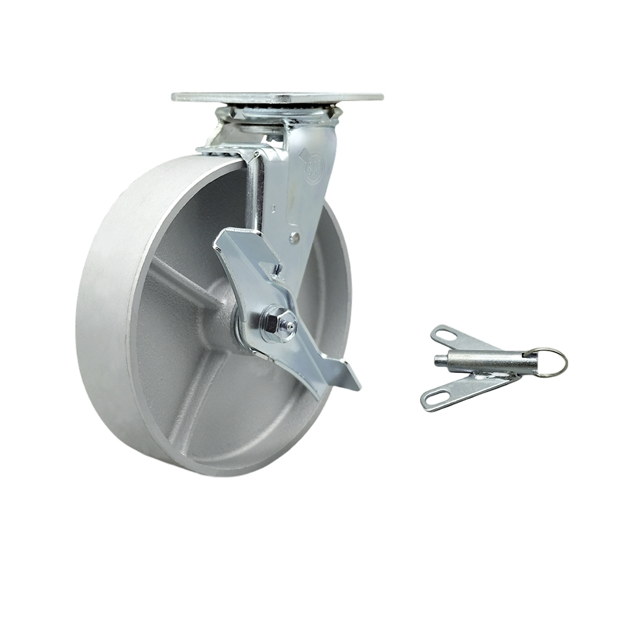 Service Caster, 8Inch x 2Inch Plate Caster, Wheel Diameter 8 in, Caster Type Swivel, Package (qty.) 1, Model SCC-30CS820-SSB-TLB-BSL