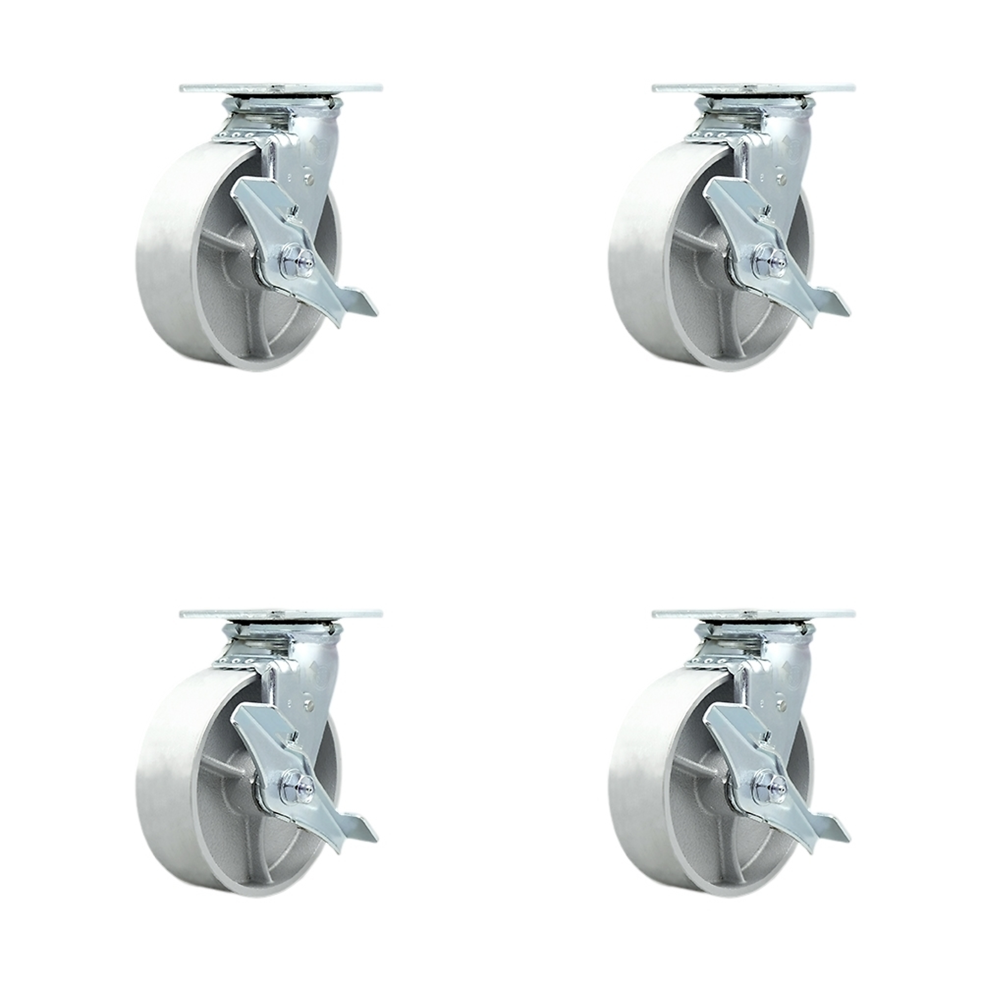 Service Caster, 6Inch x 2Inch Plate Casters, Wheel Diameter 6 in, Caster Type Swivel, Package (qty.) 4, Model SCC-30CS620-SSB-TLB-BSL-2-TLB-2