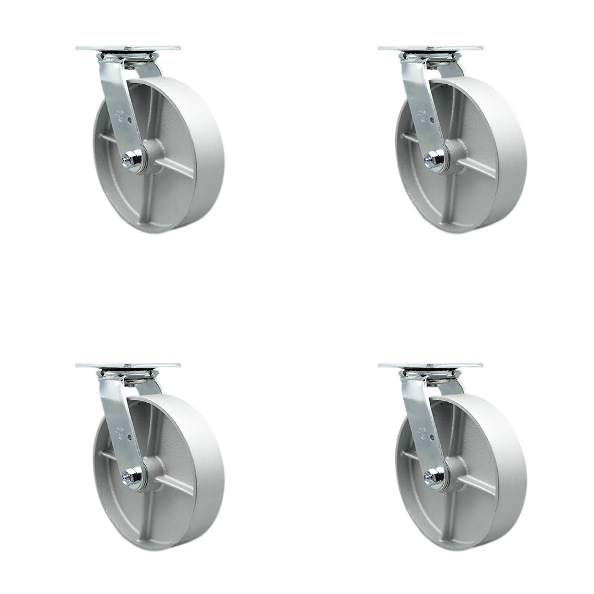 Service Caster, 8Inch x 2Inch Plate Casters, Wheel Diameter 8 in, Caster Type Swivel, Package (qty.) 4, Model SCC-30CS820-SSB-4