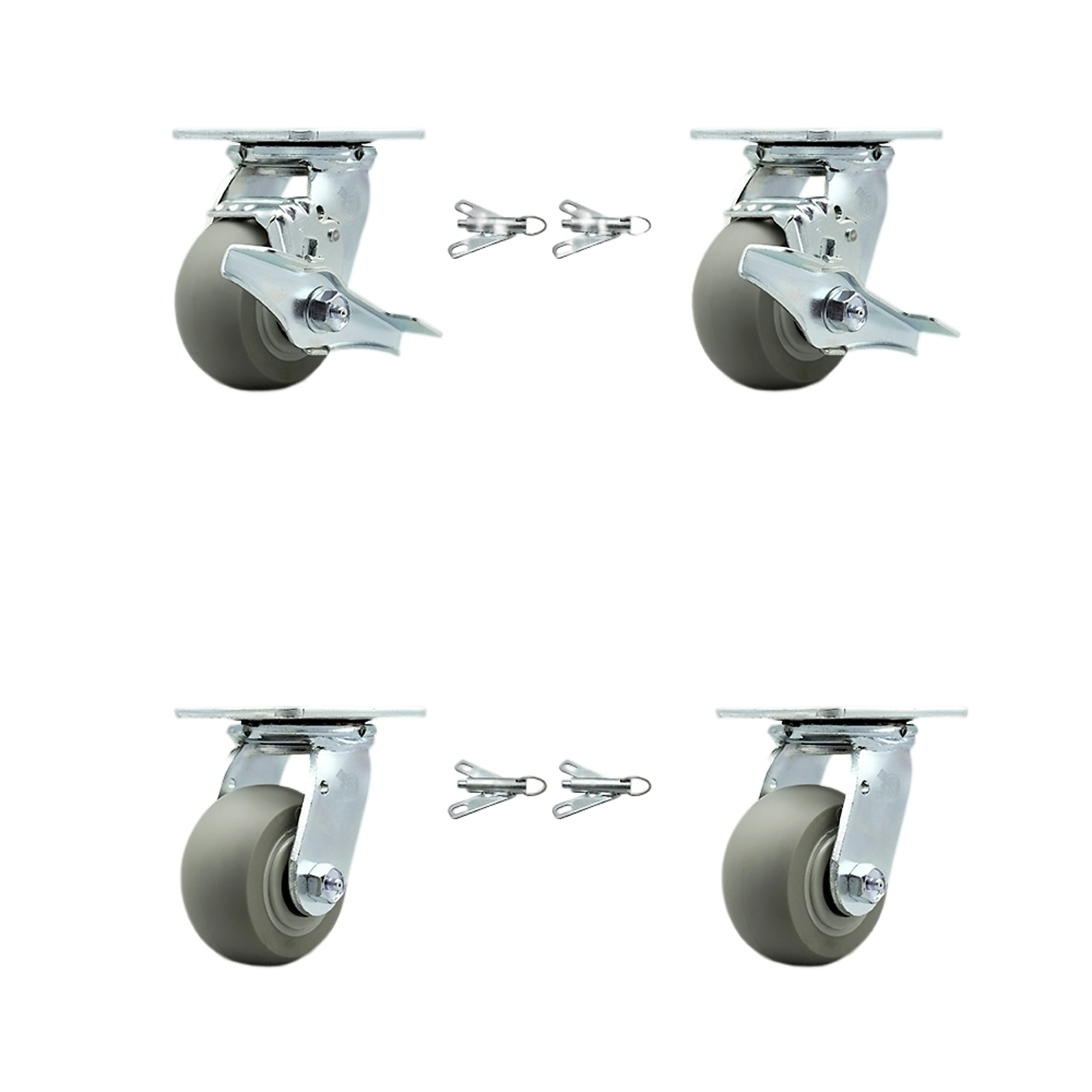 Service Caster, 4Inch x 2Inch Plate Casters, Wheel Diameter 4 in, Caster Type Swivel, Package (qty.) 4, Model SCC-30CS420-TPRBD-TLB-BSL-2-BSL-2