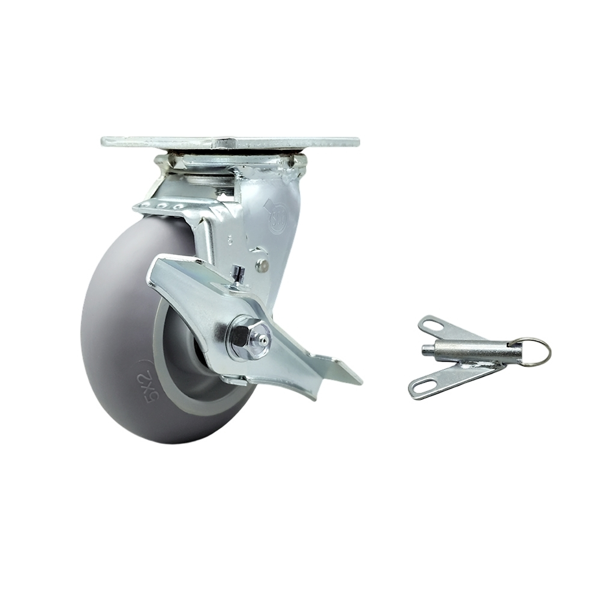 Service Caster, 5Inch x 2Inch Plate Caster, Wheel Diameter 5 in, Caster Type Swivel, Package (qty.) 1, Model SCC-30CS520-TPRBD-TLB-BSL