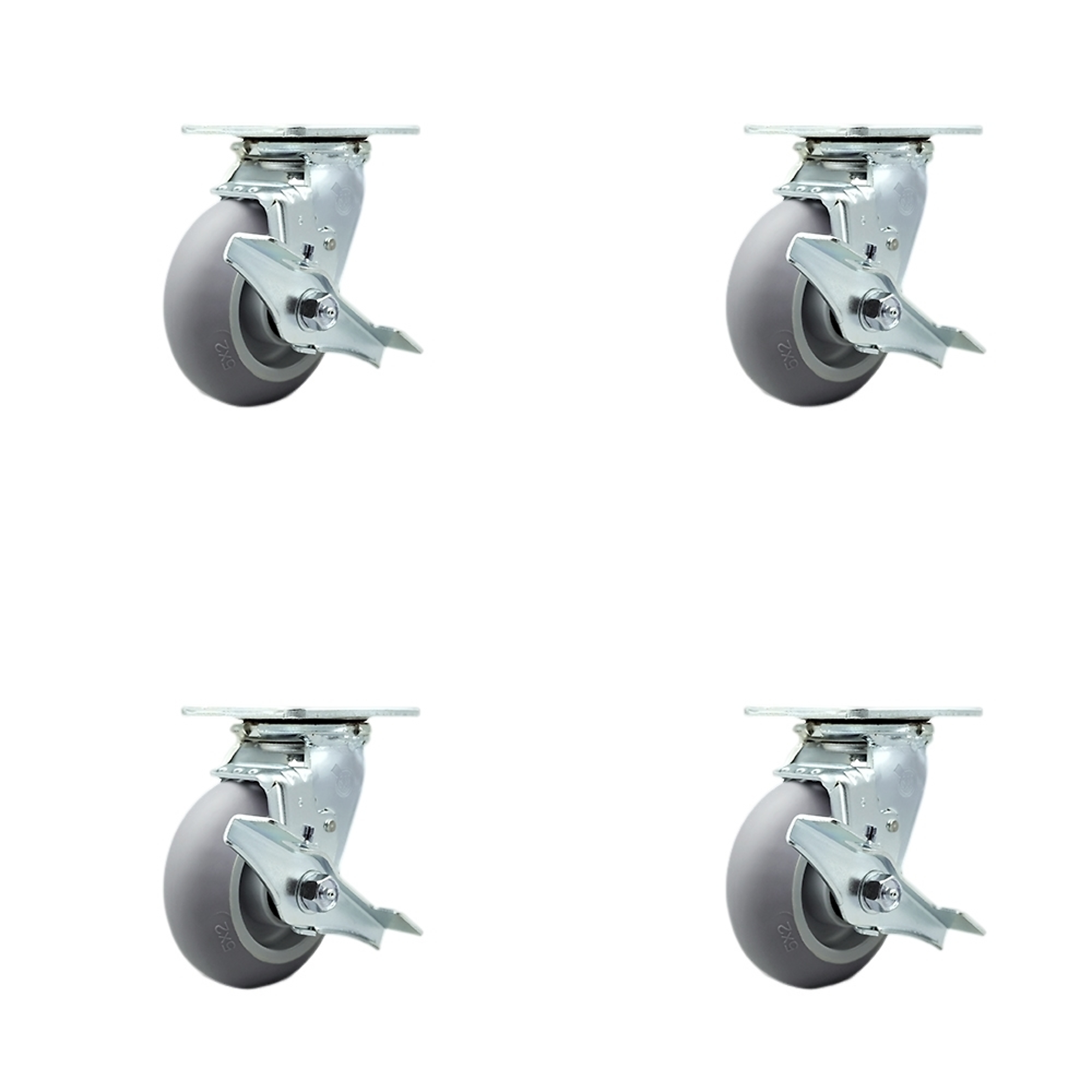 Service Caster, 5Inch x 2Inch Plate Casters, Wheel Diameter 5 in, Caster Type Swivel, Package (qty.) 4, Model SCC-30CS520-TPRBD-TLB-4