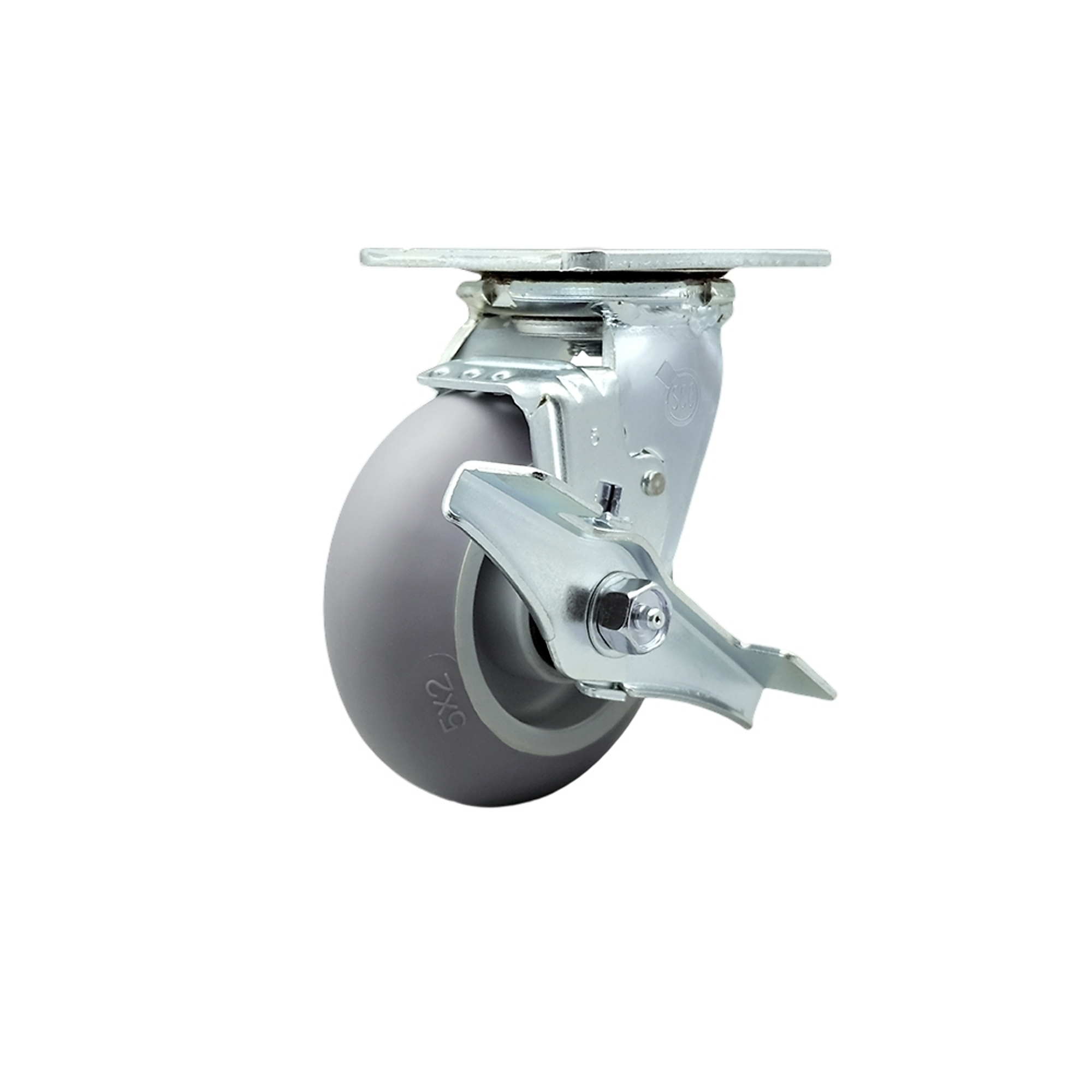 Service Caster, 5Inch x 2Inch Plate Caster, Wheel Diameter 5 in, Caster Type Swivel, Package (qty.) 1, Model SCC-30CS520-TPRBD-TLB