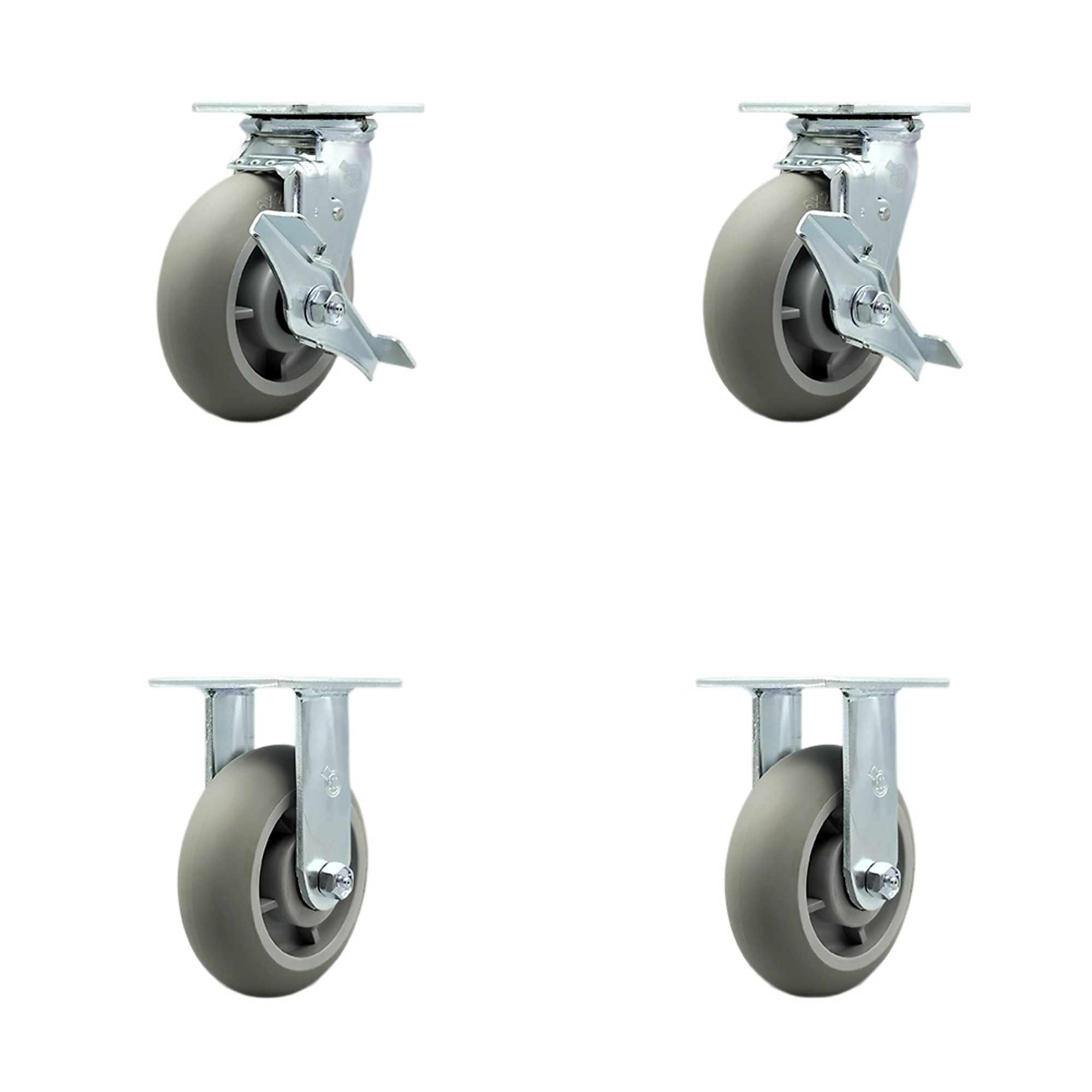 Service Caster, 6Inch x 2Inch Plate Casters, Wheel Diameter 6 in, Caster Type Swivel, Package (qty.) 4, Model SCC-30CS620-TPRBD-TLB-BSL-2-R-2