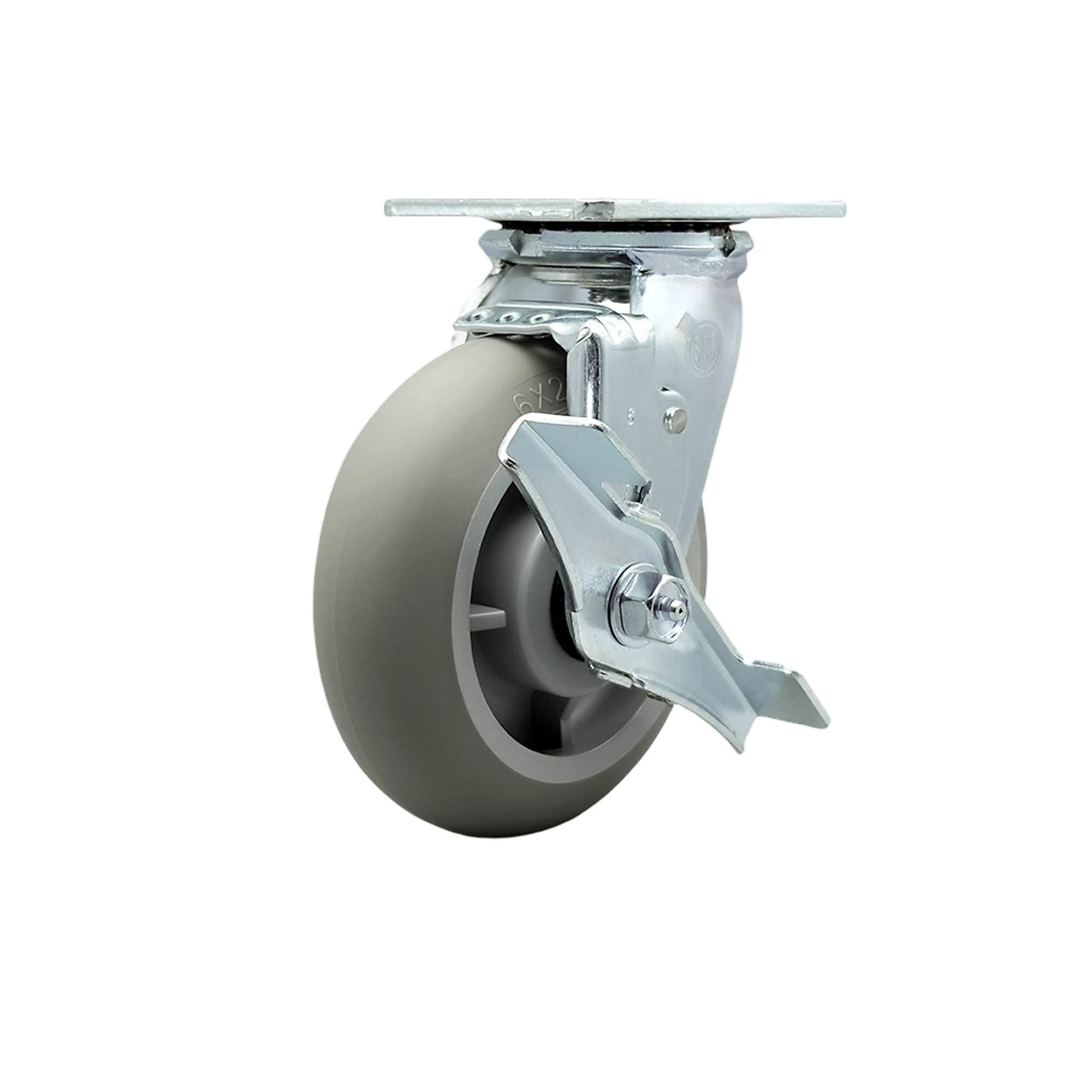 Service Caster, 6Inch x 2Inch Plate Caster, Wheel Diameter 6 in, Caster Type Swivel, Package (qty.) 1, Model SCC-30CS620-TPRBD-TLB