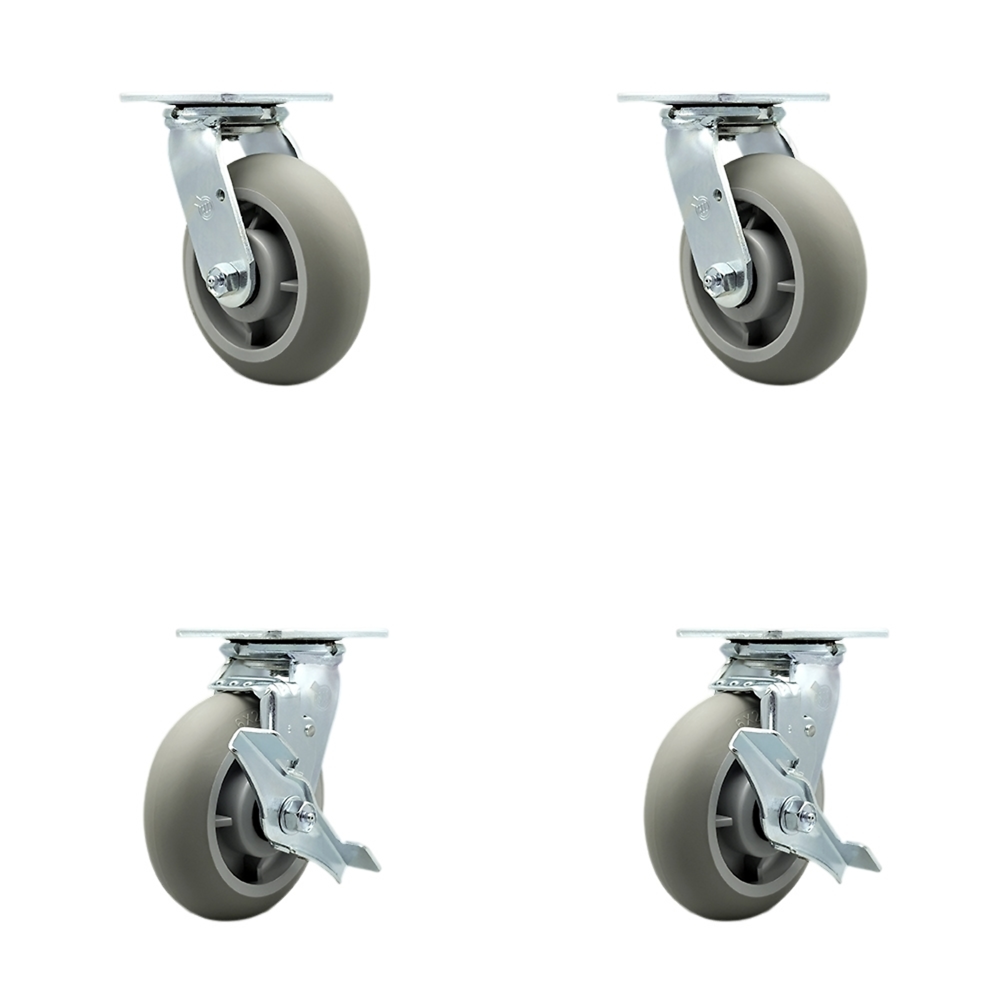 Service Caster, 6Inch x 2Inch Plate Casters, Wheel Diameter 6 in, Caster Type Swivel, Package (qty.) 4, Model SCC-30CS620-TPRBD-2-TLB-2