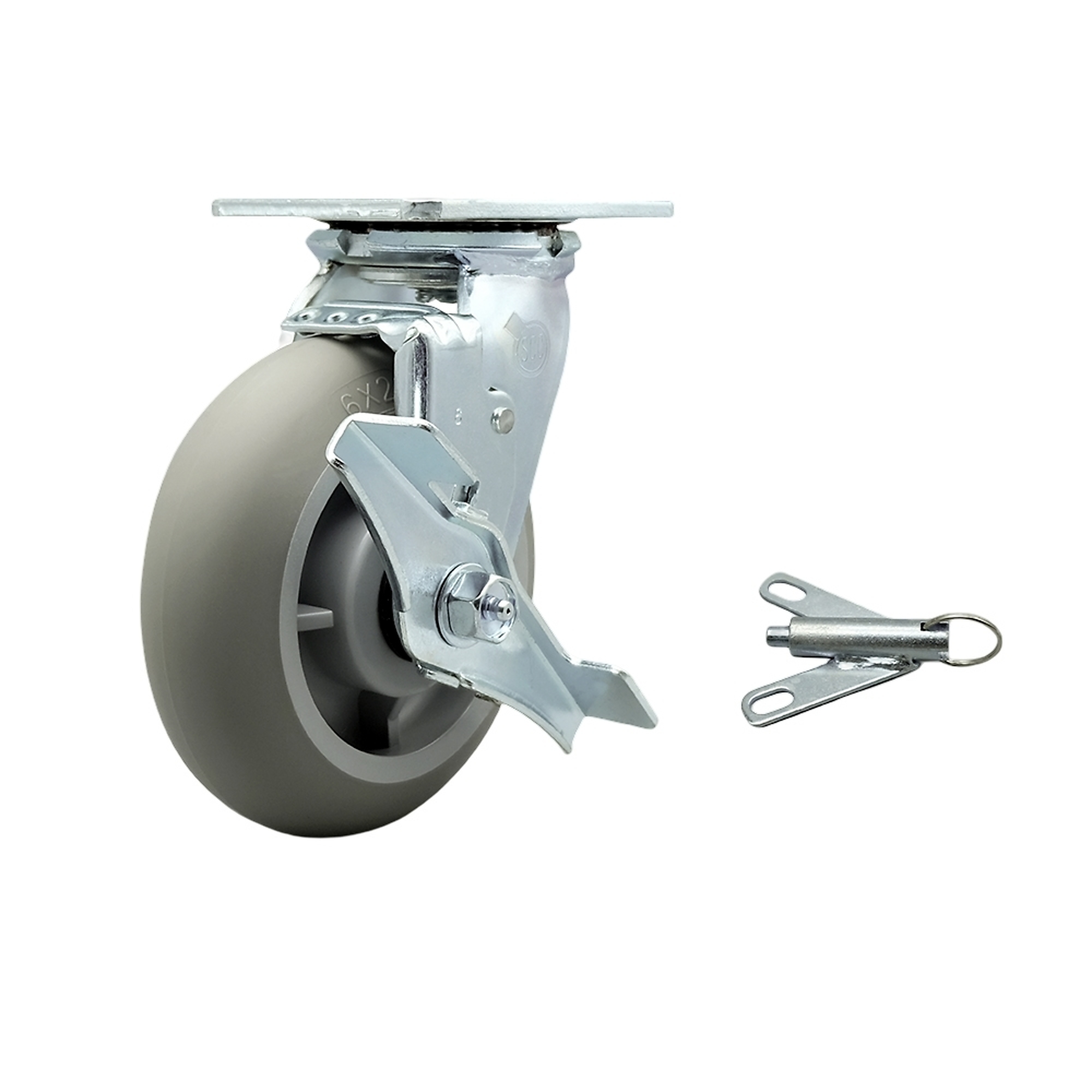 Service Caster, 6Inch x 2Inch Plate Caster, Wheel Diameter 6 in, Caster Type Swivel, Package (qty.) 1, Model SCC-30CS620-TPRBD-TLB-BSL