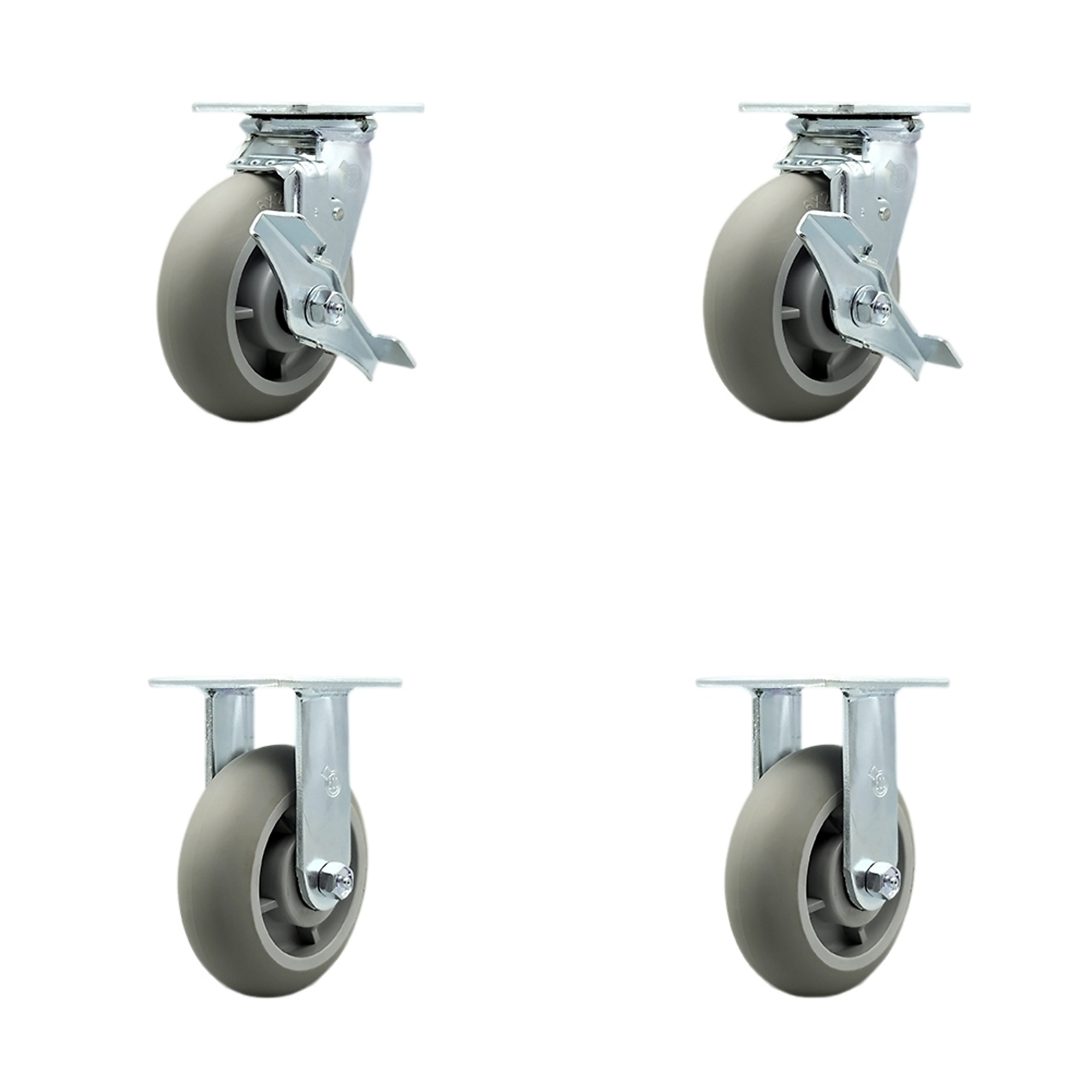 Service Caster, 6Inch x 2Inch Plate Casters, Wheel Diameter 6 in, Caster Type Swivel, Package (qty.) 4, Model SCC-30CS620-TPRBD-TLB-2-R620-2